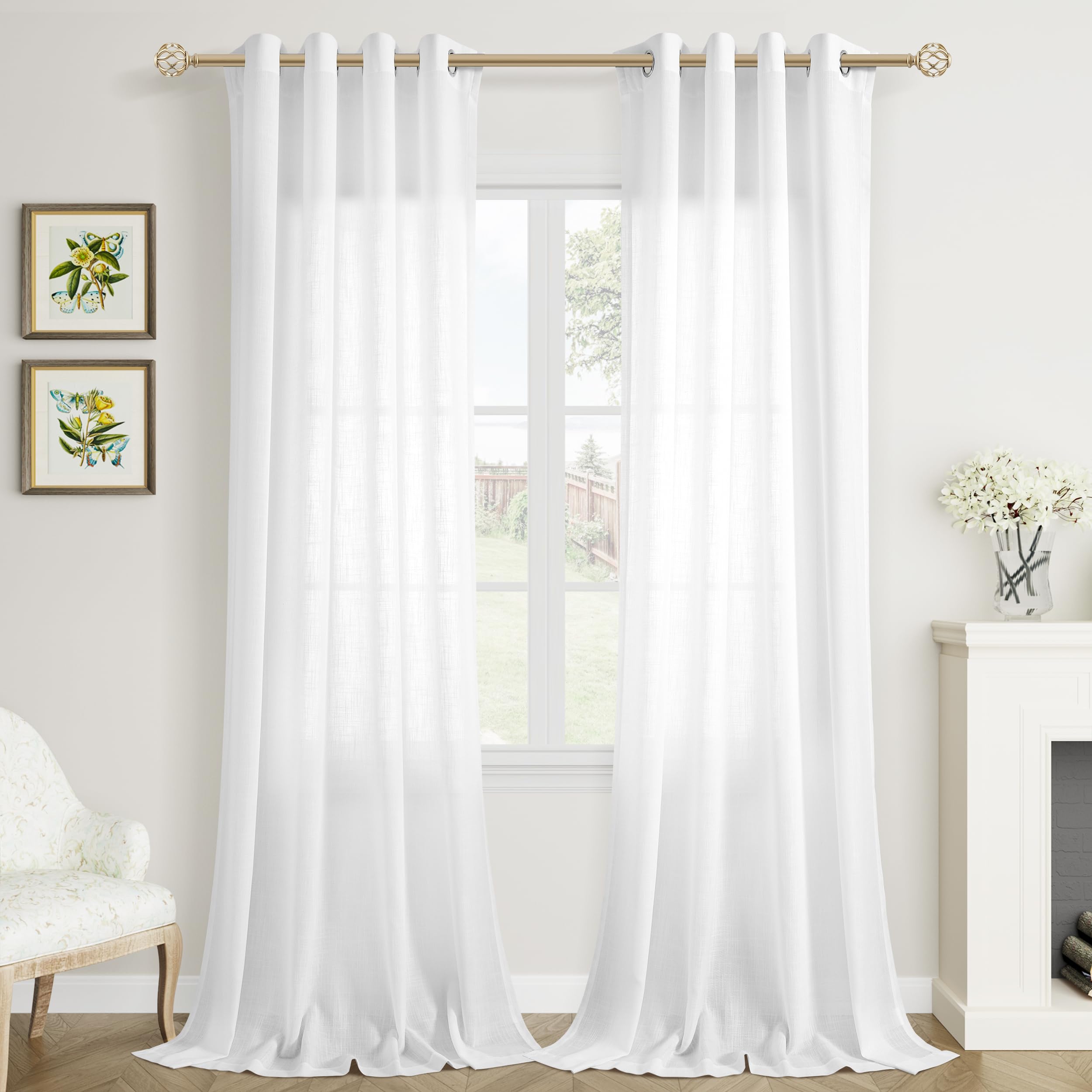 Aersas Black Bedroom Linen Curtains 63 Inch Length 2 Panel Privacy Energy Efficient Semi Sheer Black Linen Drapes for Living Room Modern Farmhouse Grommet Window Curtain for Nursery Office 52x63