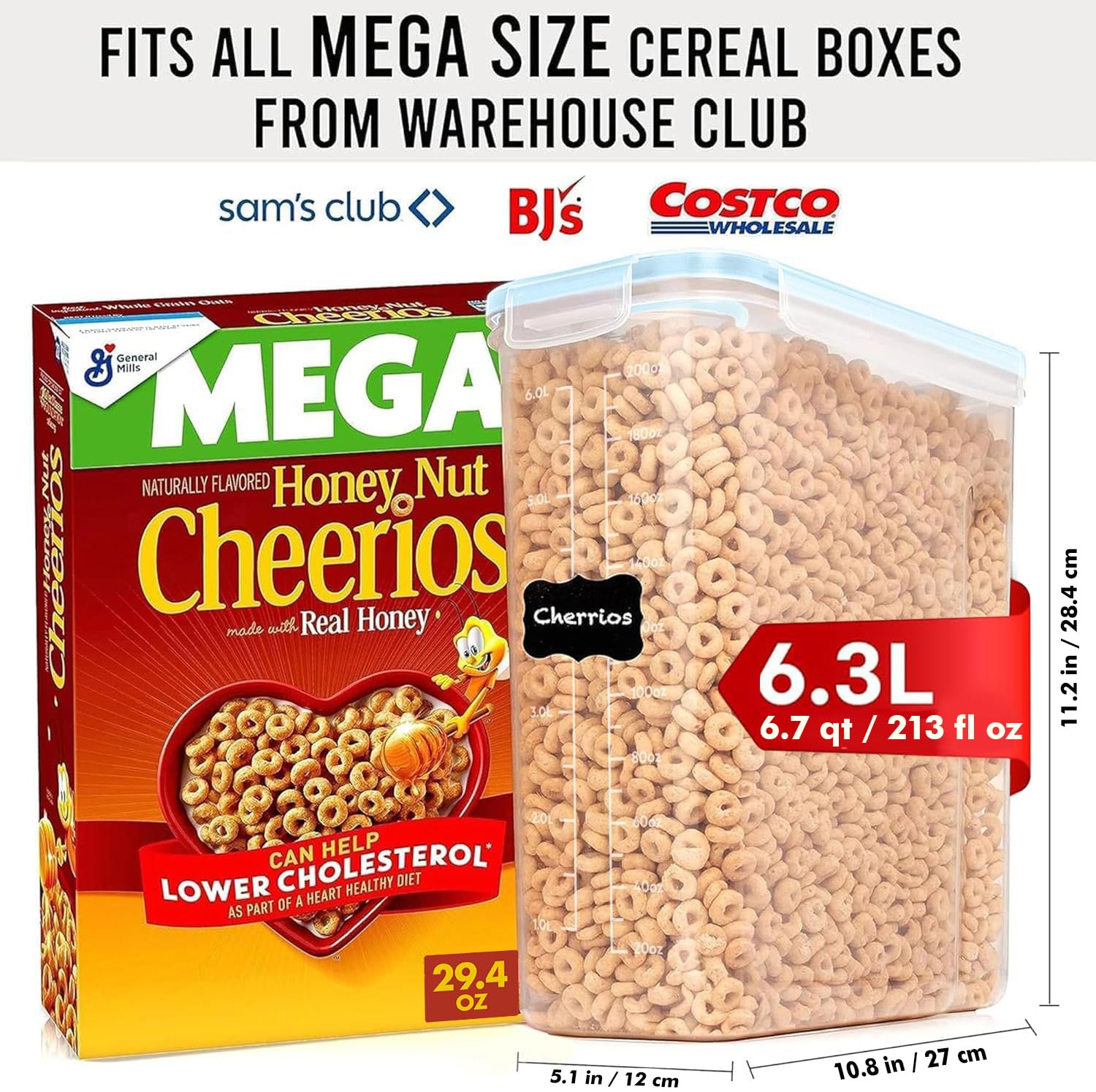 Shazo 2 Pack (6.3L / 213OZ) EXTRA Large Airtight Food Storage Cereal Containers for Bulk Food Storage BPA-Free Plastic Container, Pantry Organization and Canister for Rice, Pasta, Sugar & Flour