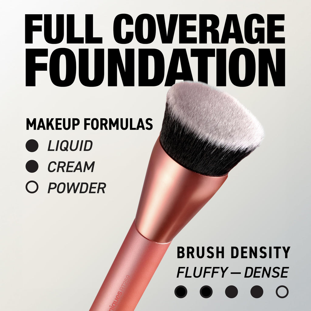 Real Techniques Glow Round Base Makeup Brush, For Liquid & Cream Makeup, Flat Top Foundation Brush For Buffing & Blending Up Coverage, Dense, Synthetic Bristles, Vegan & Cruelty Free, 1 Count