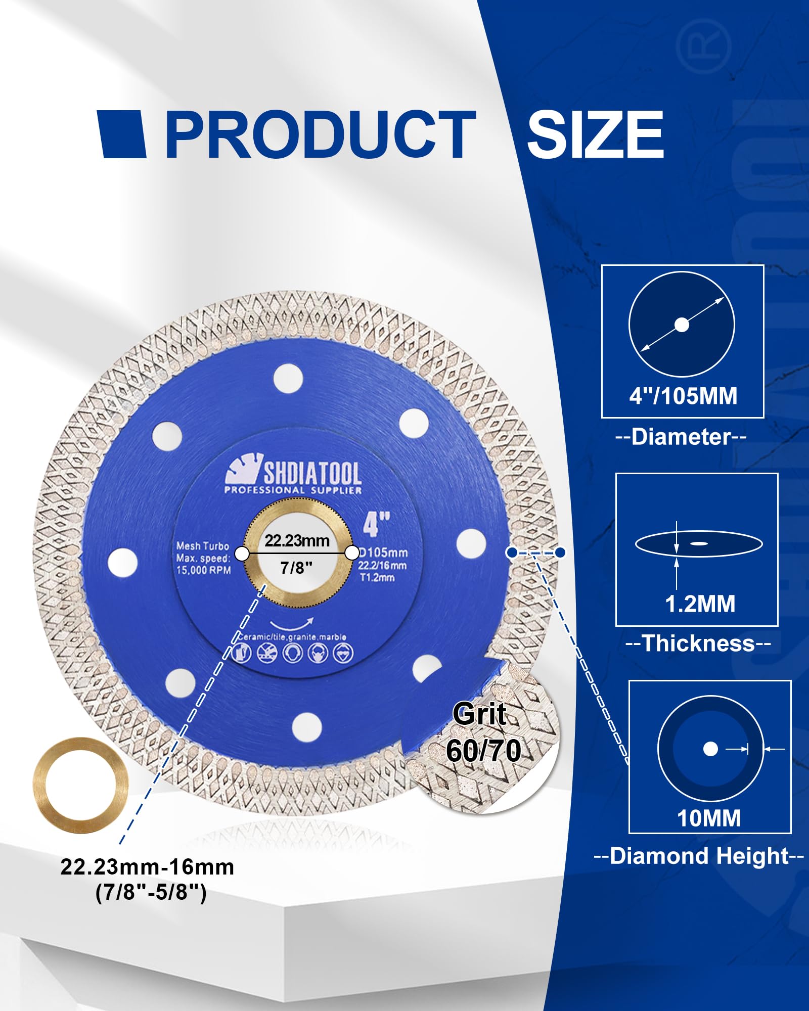 SHDIATOOL 3-3/8 Inch Diamond Saw Blade Cutting Porcelain Tile Ceramic Granite Marble Brick