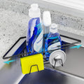 NiHome Extendable Arm Stainless Steel Kitchen Sink Corner Caddy, Easy Install Space-Saving Adjustable Sponge Holder, Non-Slip Rust-Resistant for Brushes, Soap, Sponges (Black)