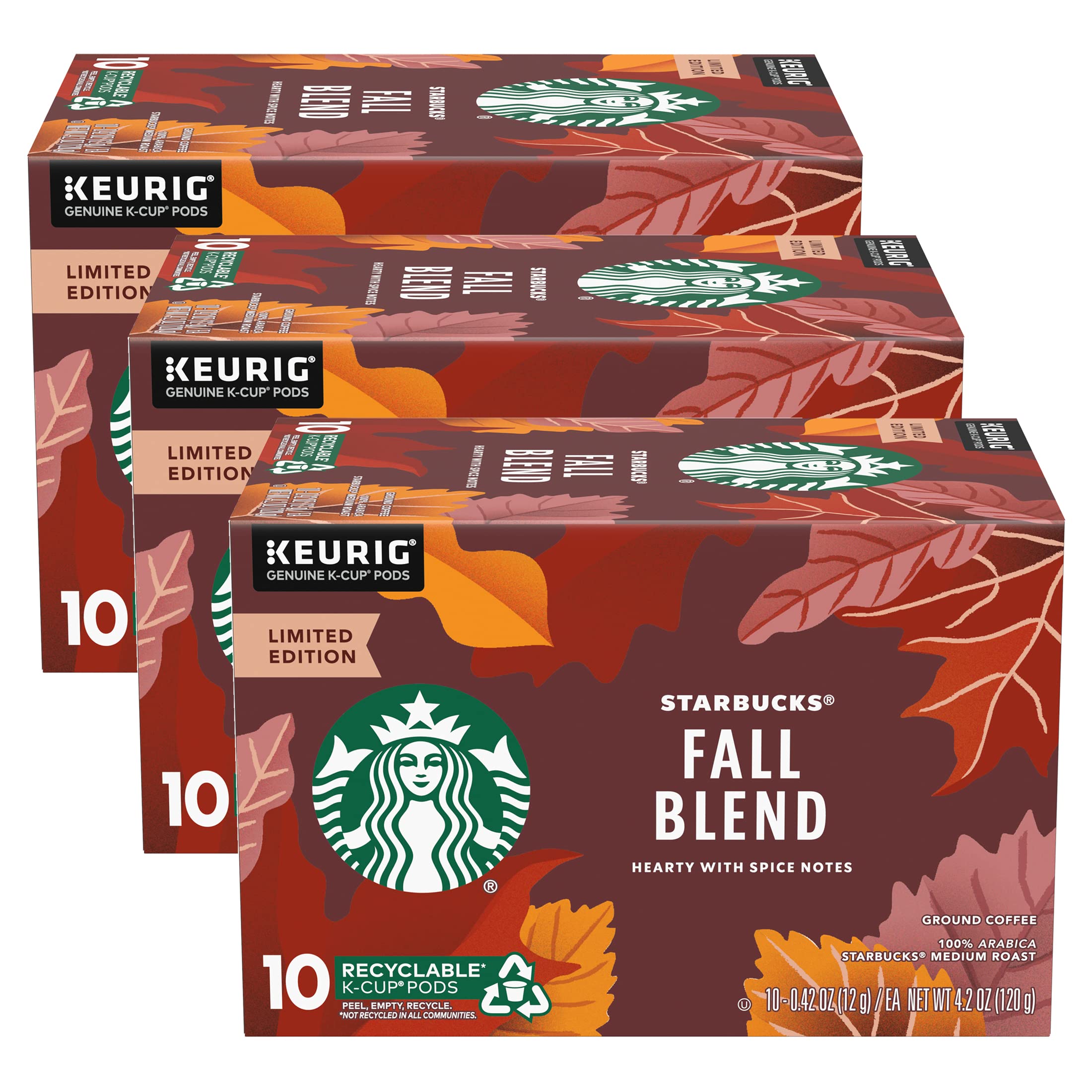 Starbucks Coffee K-Cup Variety Pack, 1 Cinnamon Dolce, 1 Hazelnut, 1 Mocha, 1 Cr�me Brulee, 1 Maple Pecan, 1 Caramel, 10 CT K-Cups, 1 CT
