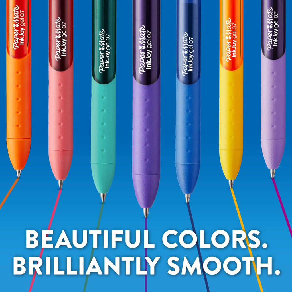 Paper Mate InkJoy Gel Pens, Retractable, Fine Point (0.5mm), Black Ink, 12 Count - Comfortable Grip, Writing, Teacher Supplies