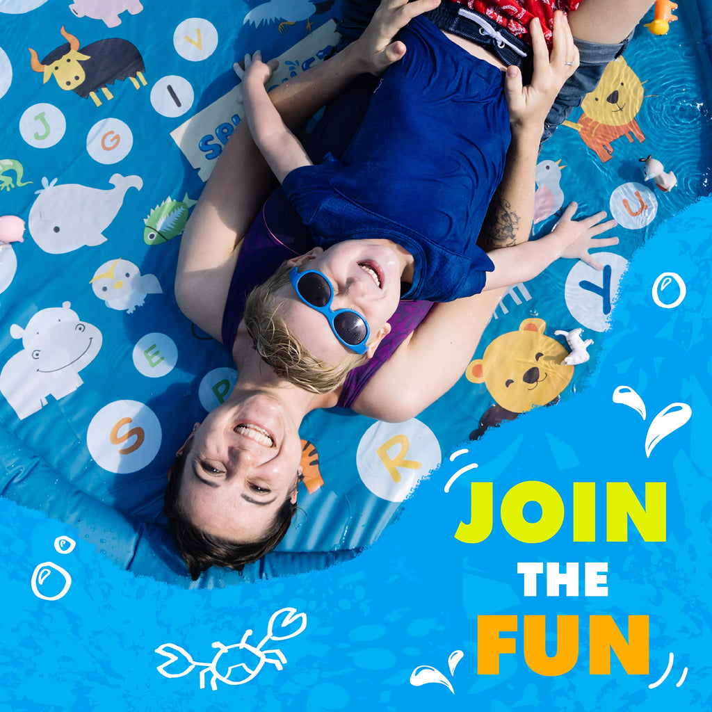 SplashEZ 3-in-1 Splash Pad, Sprinkler for Kids & Baby Pool for Learning – Toddler Sprinkler Pool, 60’’ Outside Water Toys – “from A to Z” Outdoor Play Mat for Babies & Toddlers