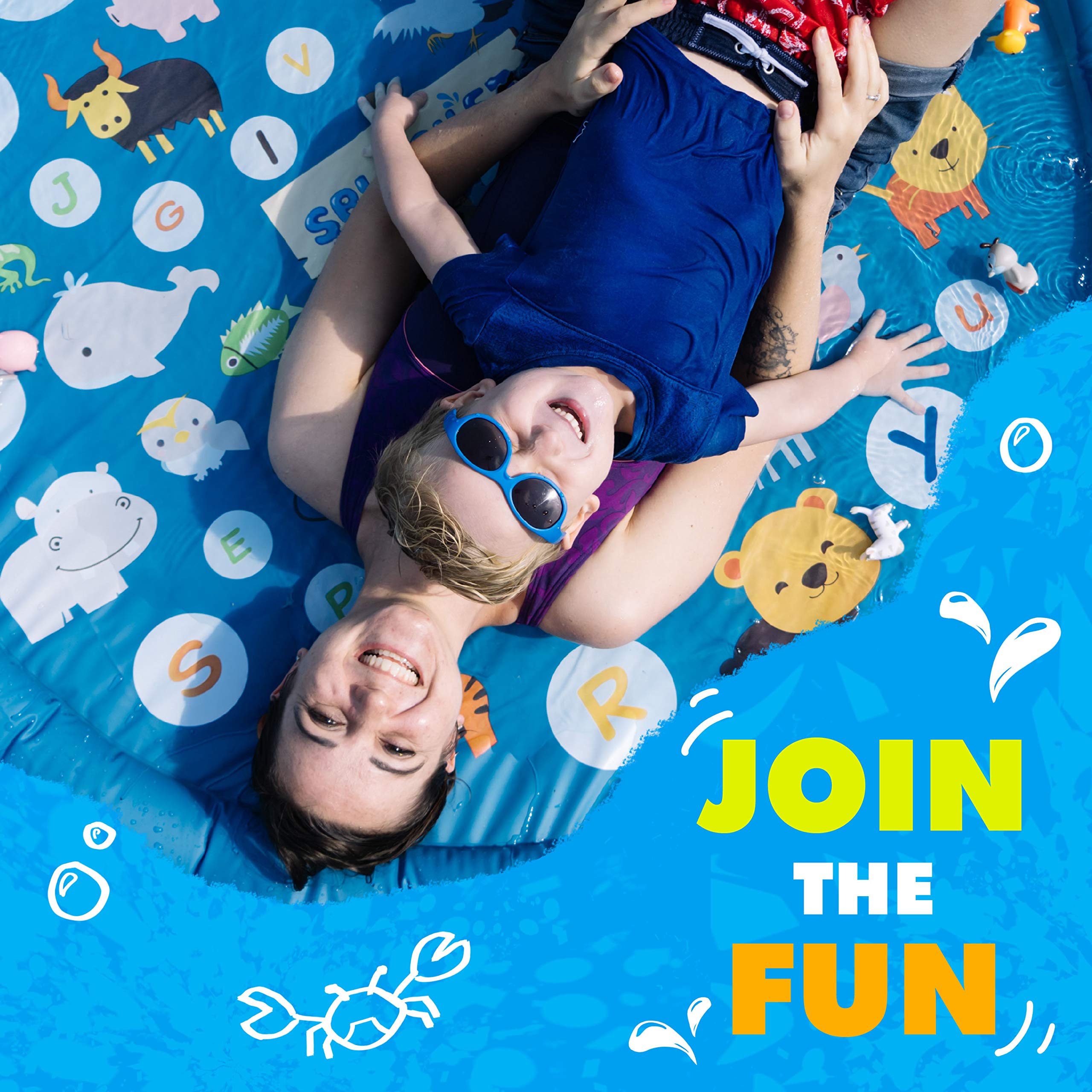 SplashEZ 3-in-1 Splash Pad, Sprinkler for Kids & Baby Pool for Learning – Toddler Sprinkler Pool, 60’’ Outside Water Toys – “from A to Z” Outdoor Play Mat for Babies & Toddlers