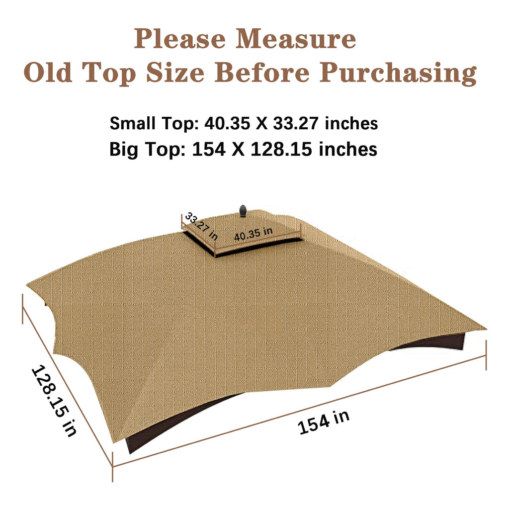 SCOCANOPY Replacement Top Compatible with The Lowe's Gazebo Model #GF-12S004B-1 / GF-12S004BTO (Grey Ripstop)