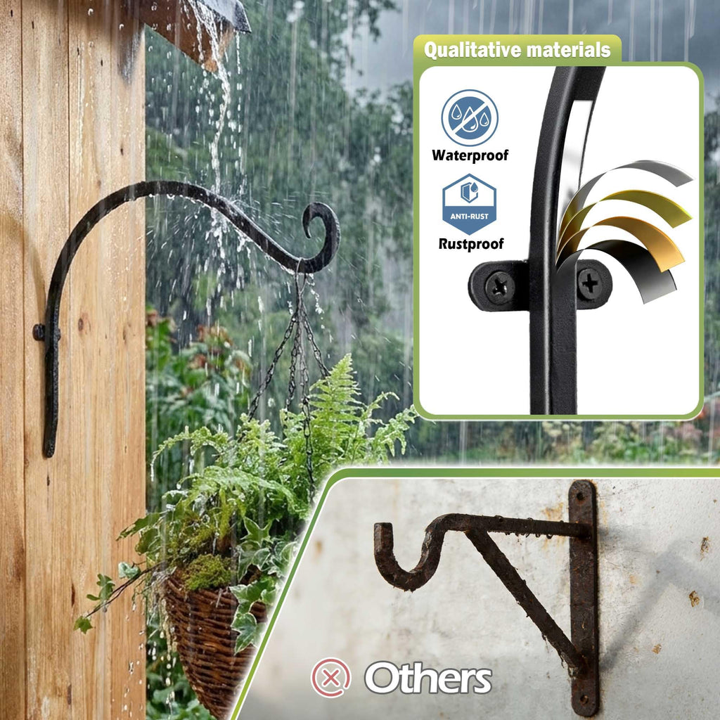 Qiang Ni Heavy-Duty Plant Hanger - 16 Inch 80lbs Metal Wall Mount Plant Bracket for Indoor Outdoor Hanging Bird Feeders, Flower Baskets, Lanterns