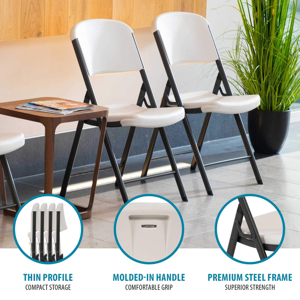 LIFETIME 42803 Commercial Grade Folding Chairs, 4 Pack, Almond