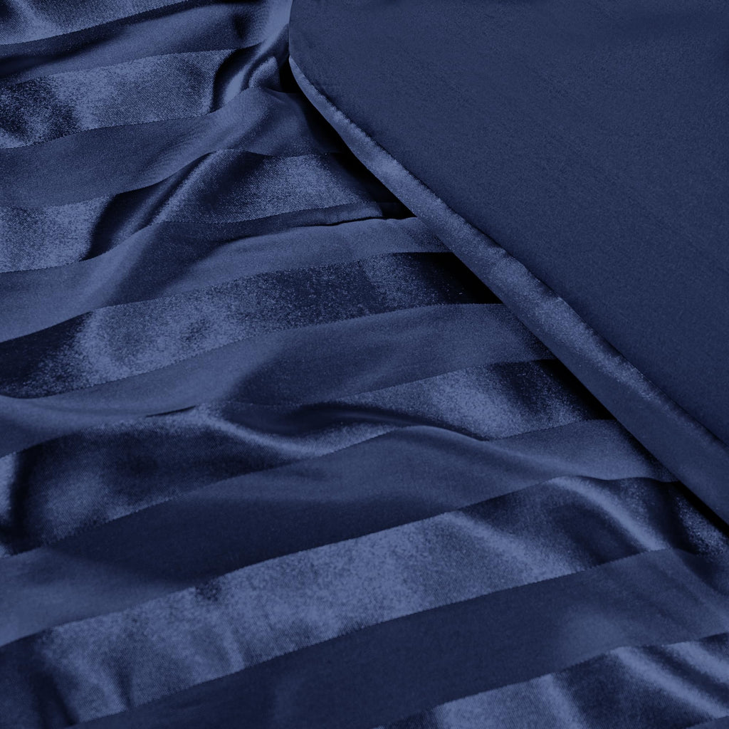 Whale Flotilla 2-Piece Reversible Silky Soft Twin Size Comforter Bedding Set, Luxurious Satin Comforters with Satin Pillowcase, Lightweight Duvet for All Seasons, Black