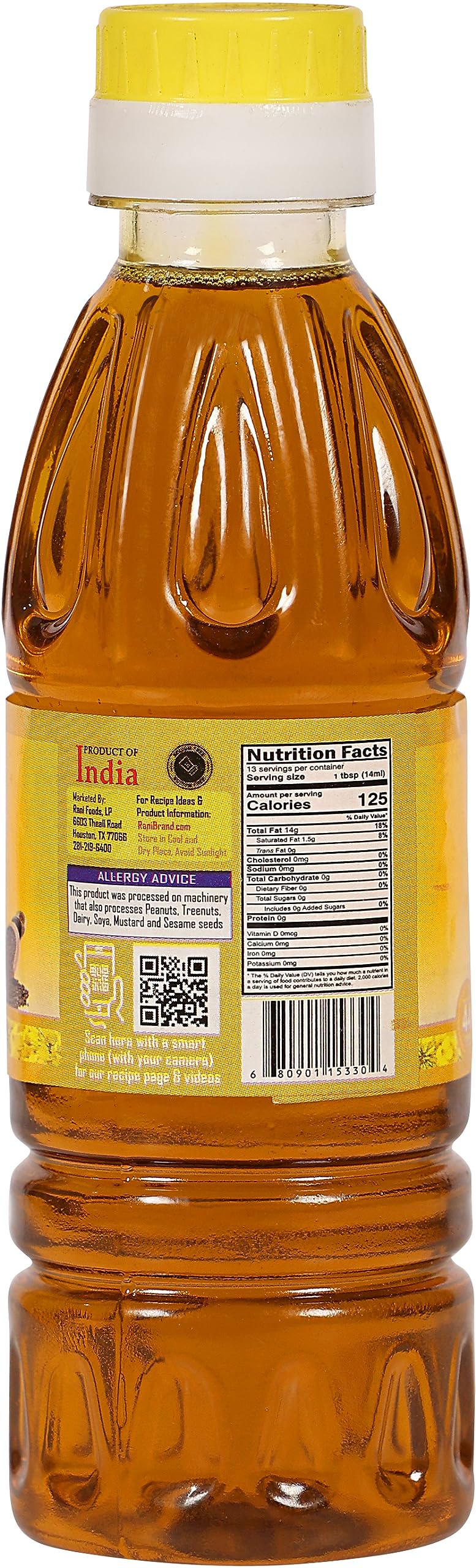Rani Premium Oils Combo Set of 3 - Peanut Oil, Mustard Oil, Sesame Oil 16.9 Ounce (500ml) ~ Cold Pressed | 100% Natural | Kosher | NON-GMO | Vegan | Gluten Free
