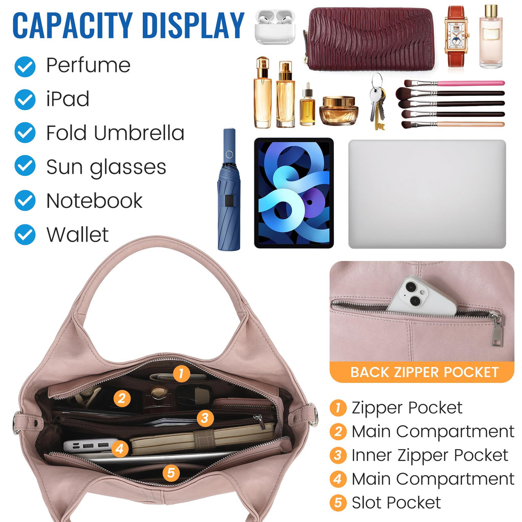 KOGTLA Medium Vegan Leather Purses for Women with Detachable Satchel Strap, Ladies Handbags, Tote Hobo Bags with Two-Handle