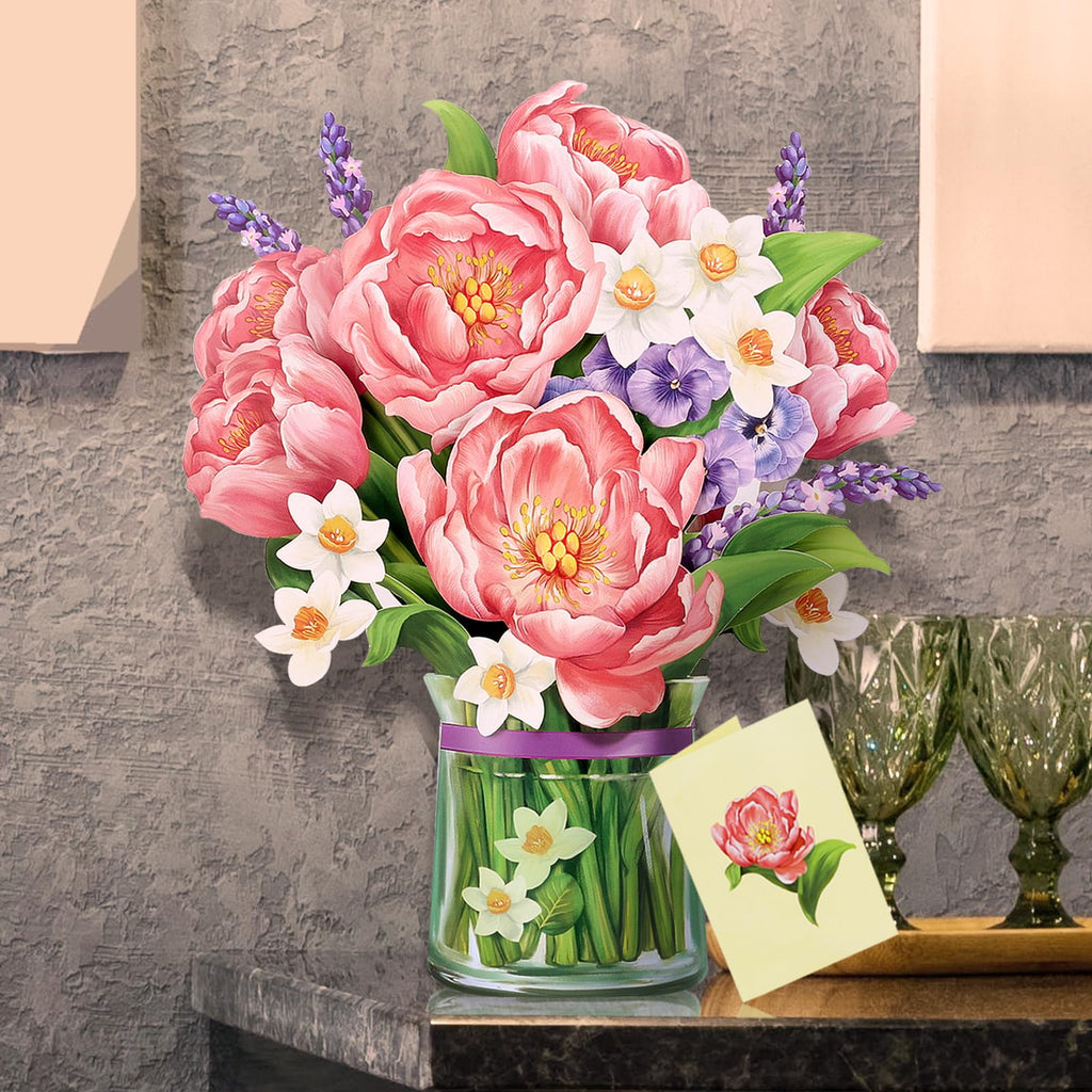 Airpark 3D Pop Up Paper Flowers Bouquet Card 12’‘ with Note & Envelope, Birthday Gifts, Get Well, Thank You, Greeting Cards for Women Mom Wife Friends, Daisies and Butterflies