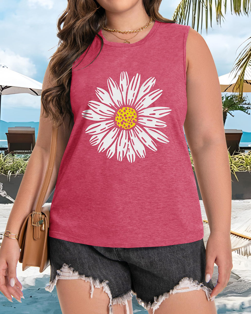 Plus Size Tops for Women Sleeveless Summer Tank Top Loose Fit Casual Tunics Shirts 2026