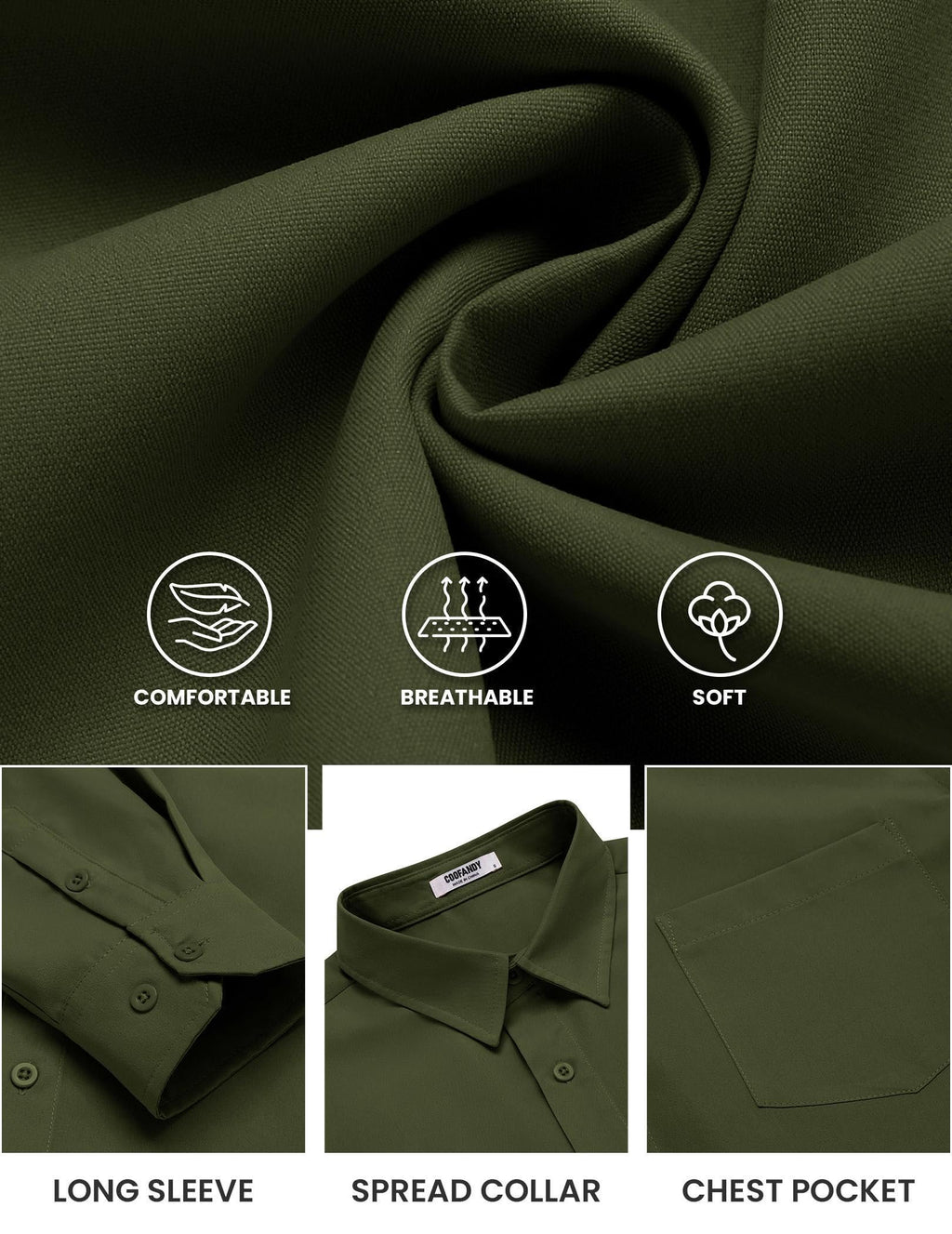 COOFANDY Mens Long Sleeve Button Down Shirts Casual Untucked Shirts for Men Dress Shirts Beach Wedding Shirts