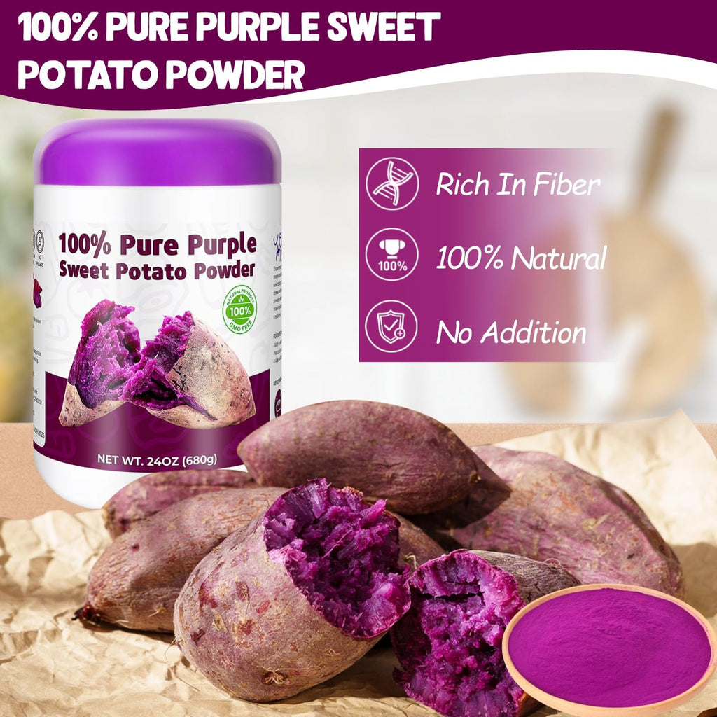 Purple Sweet Potato Powder 11.5oz (326g) - Natural Food Coloring for Baking, Drinks & Smoothies｜Ube/Purple Yam Alternative, Non-GMO, Gluten-Free, Resealable Pack