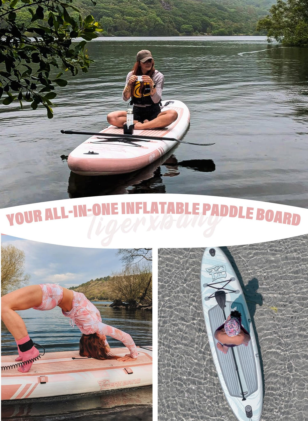 TIGERXBANG 11'6"/11'/10' Inflatable Paddle Board with Complete Accessories, Versatile Premium Paddle Boards for Adults/Youth, Stand Up Paddle Board Polar/Wave/Sunny Wave Collection