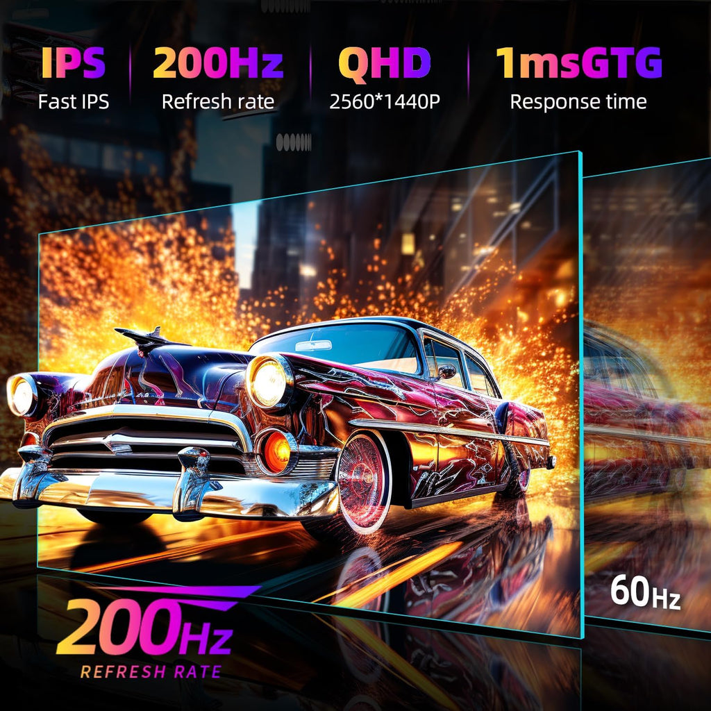 CUNPU 24 Inch 1080P 200Hz Gaming Monitor, FHD Fast IPS Panel, 124% sRGB 1ms HDR Zero-Frame Computer Monitor, Built-in Speaker, HDMI 2.1, DisplayPort 1.4, FreeSync & G-Sync, Tilt, VESA, Eye Care