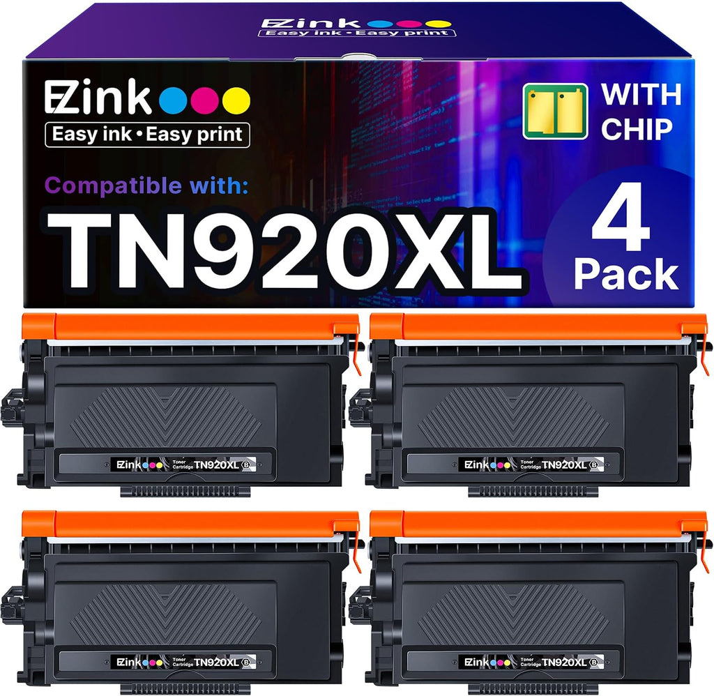 E-Z Ink TN920XL TN920 Toner Cartridge for HL-L6210DW HL-5915DW Compatible Replacement for Brother TN 920XL TN920XXL TN920UXXL TN-920 XL High Yield Use with HL-L6210DWT HL-L5210DW (4 Black, with Chip)