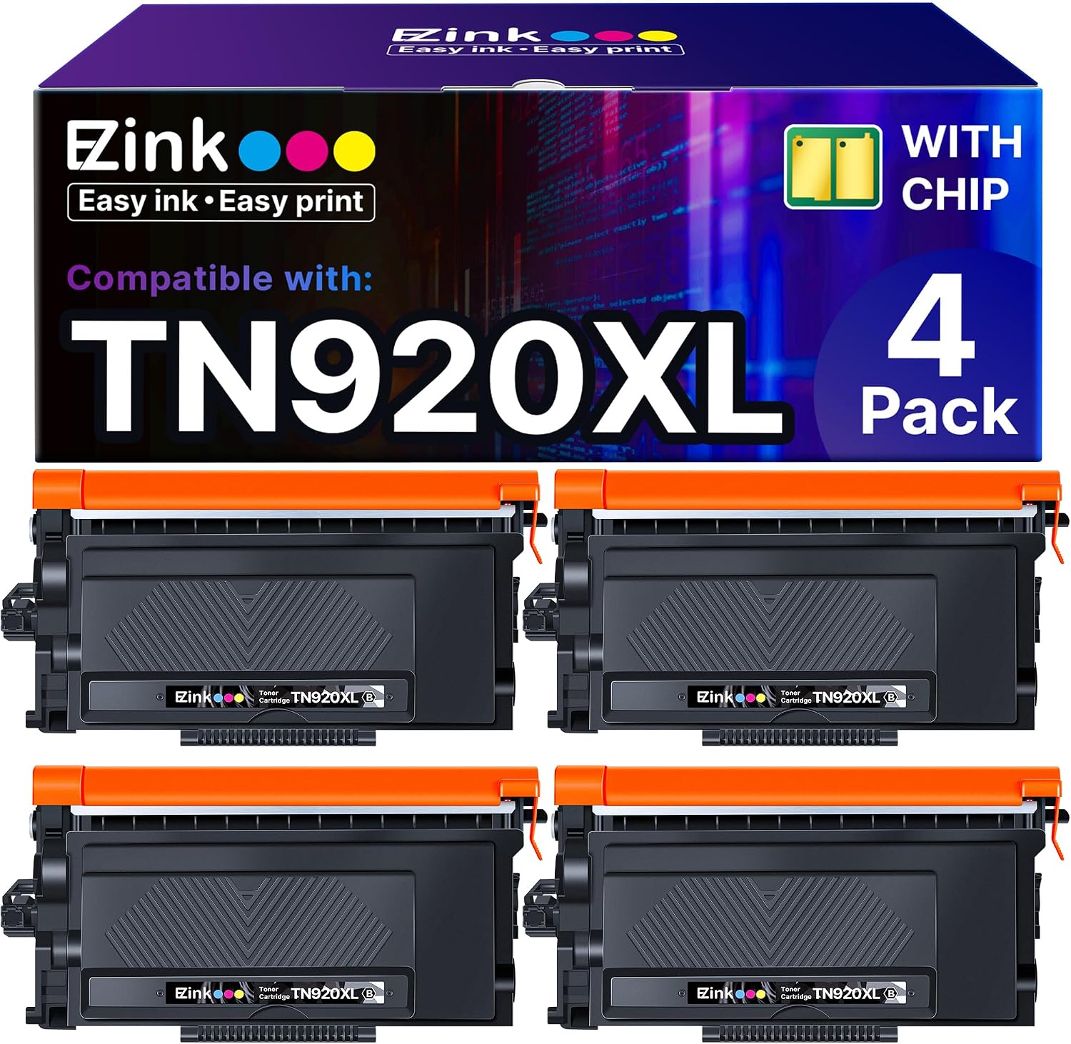 E-Z Ink TN920XL TN920 Toner Cartridge for HL-L6210DW HL-5915DW Compatible Replacement for Brother TN 920XL TN920XXL TN920UXXL TN-920 XL High Yield Use with HL-L6210DWT HL-L5210DW (4 Black, with Chip)