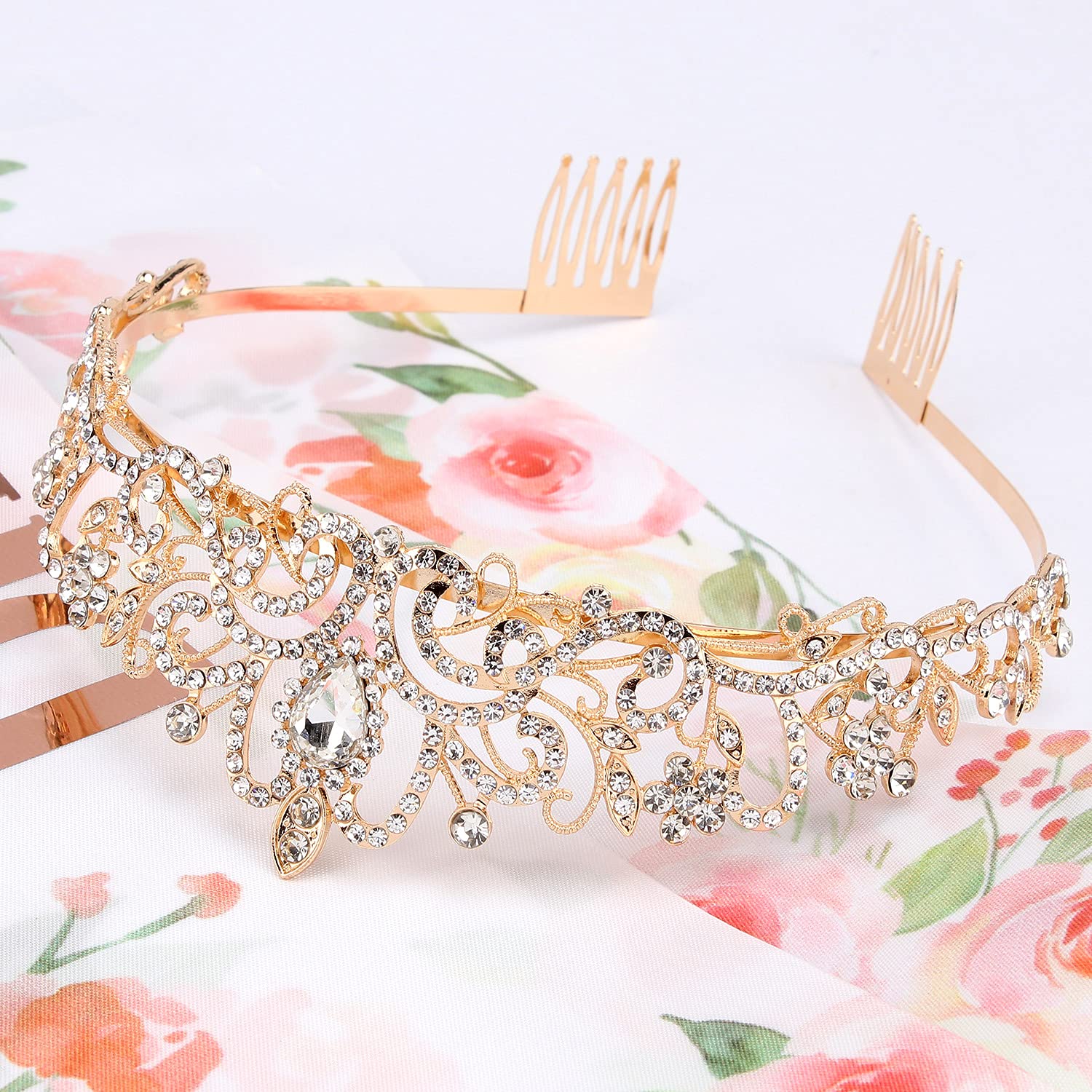 COCIDE Birthday Silver Tiara and Crowns Kit - Silver Tiara, Crown, Sash, Rhinestone Headband, Glitter Sash for Women & Girls Birthday Party Decorations