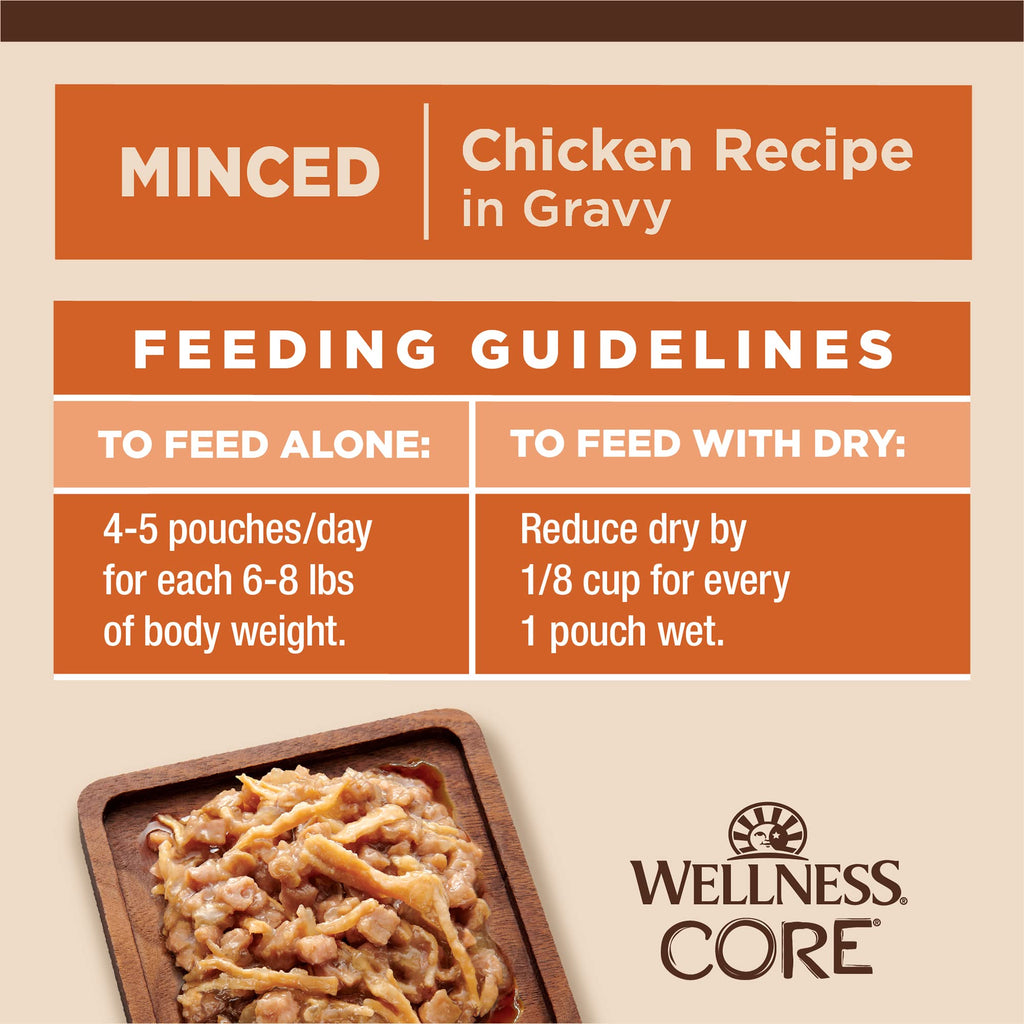 Wellness CORE Tiny Tasters Pate Adult Wet Cat Food, Natural, Protein Rich, Grain Free, Chicken Recipe, 1.75 oz, Pack of 12 Pouches