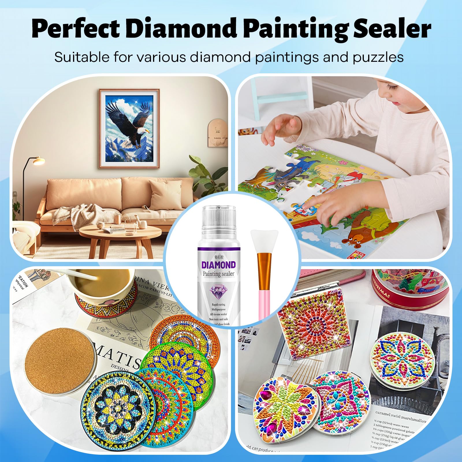 Yunnuo Diamond Art Kit, Tropical Beach Sunset with Palm Trees, DIY Round Gem Art Canvas, Crafts for Adults and Beginners, 12x16 in, Landscape Painting