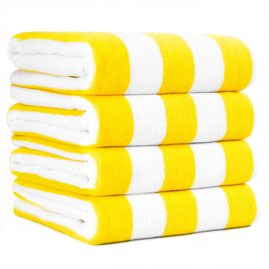 American Soft Linen Cabana Striped Beach Towels, 30x60 inch 4 Piece Oversize Pool Towels, Quick Drying Sand Free Swim Towels, Beige