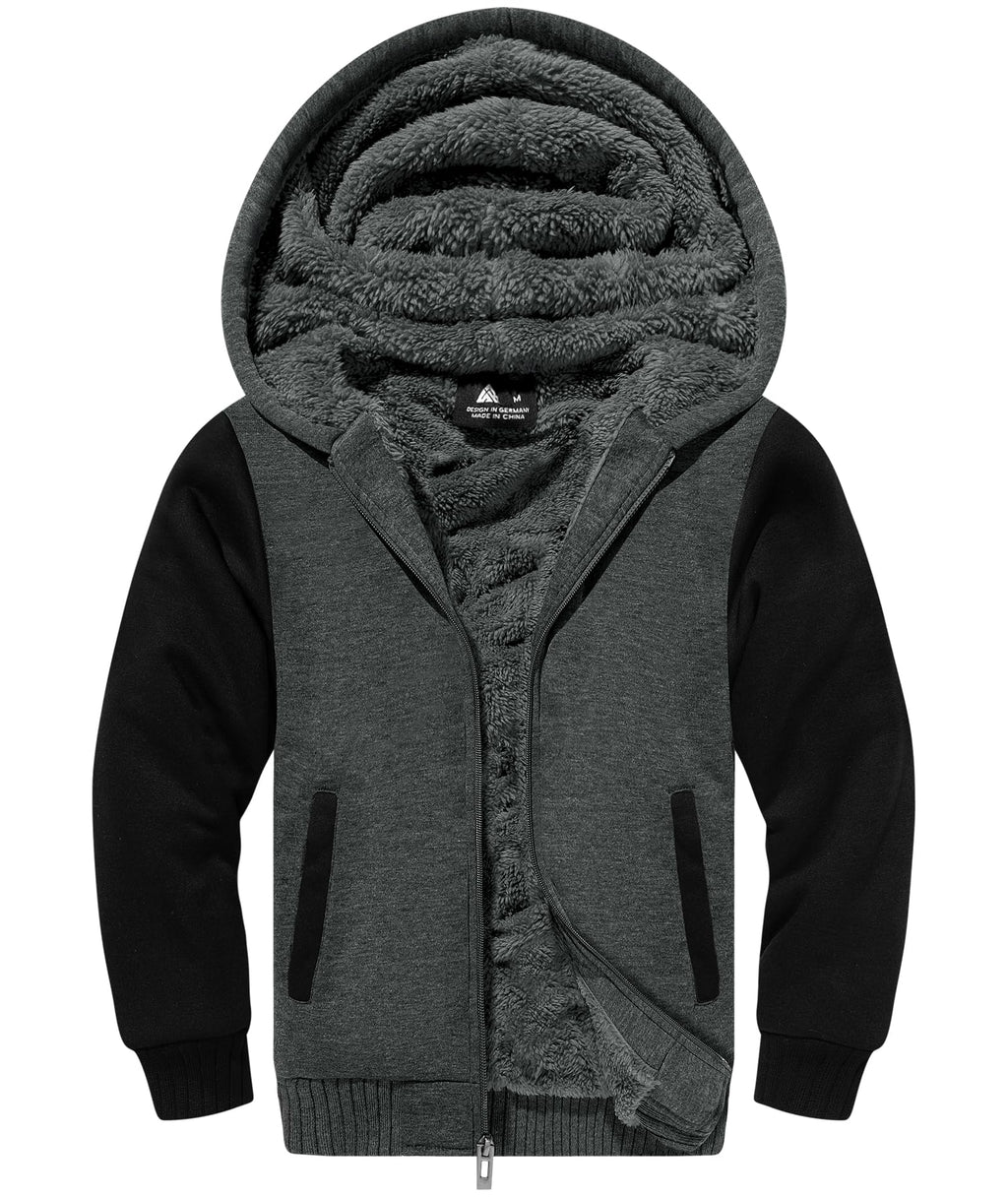 GEEK LIGHTING Boys Sherpa Lined Hoodie Kids Fleece Sweatshirt Full Zip Hooded Jacket
