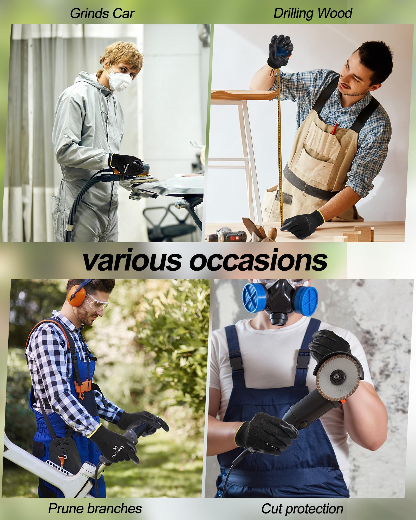 Maxcheck PU Coated Gloves Bulk, Reusable Rubber Safety Gloves for Men Women Work Warehouse, Mechanic, Woodworking