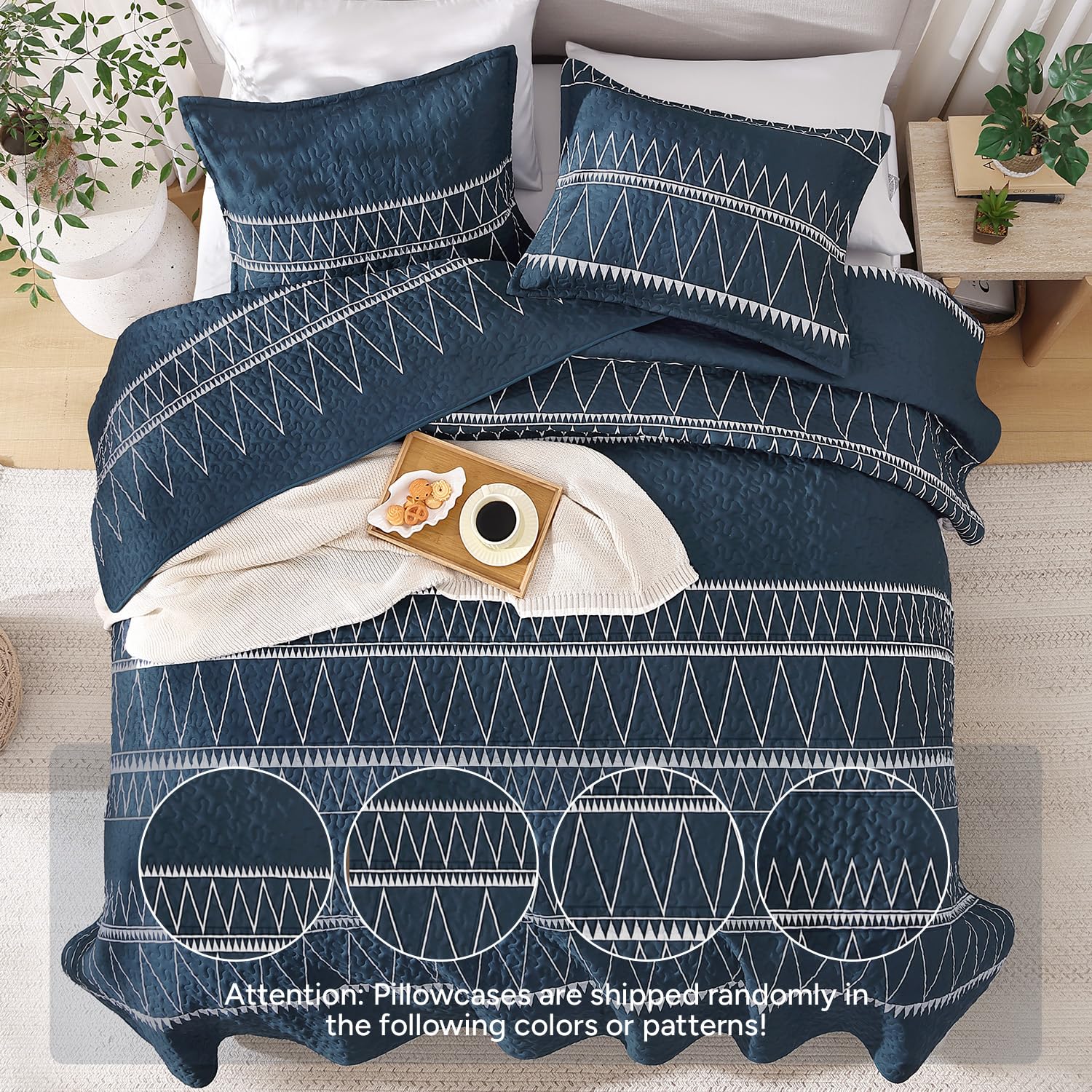 Andency Twin Quilt Set Grey, 2 Pieces Boho Lightweight Soft Striped Bedspread for All Season (68"x86"), Gray Printed Bohemian Polyester Reversible Coverlet Comoforter Sets