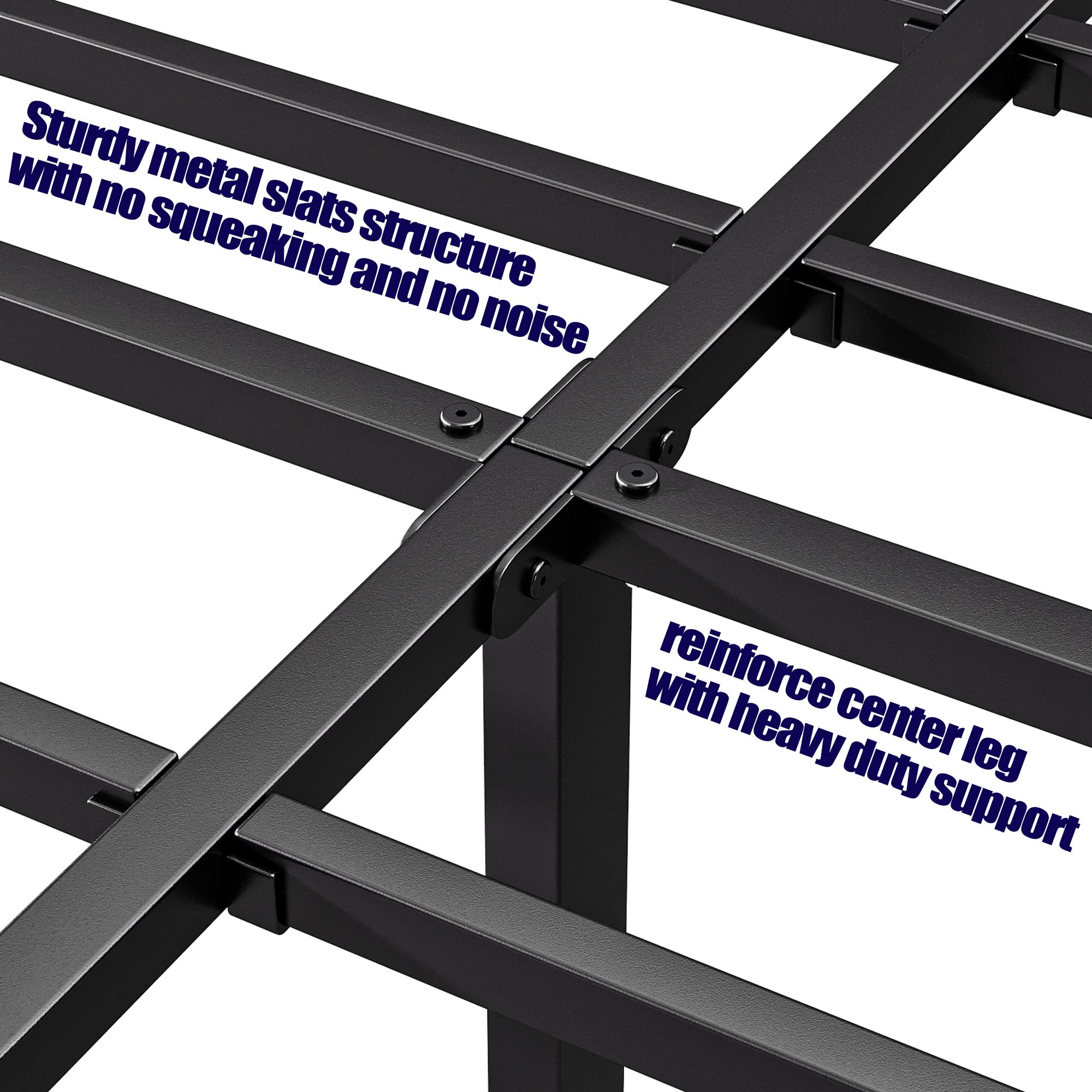 Hunlostten 16" Heavy Duty Twin Bed Frame No Box Spring Needed, Metal Platform Bed Frame Twin with Round Corners, Easy Assembly, Noise Free, Black