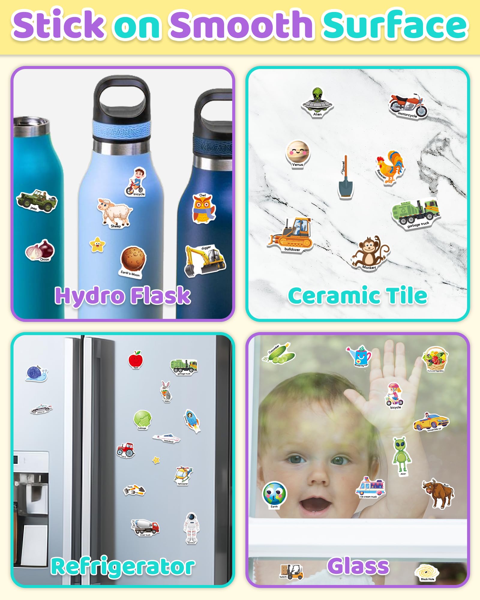 Benresive Reusable Sticker Book for Toddlers, Stickers for Kids, Travel Toys for Arts & Crafts Activities, Birthday Gift for Boys & Girls, Animals Dinosaurs Insects Themes