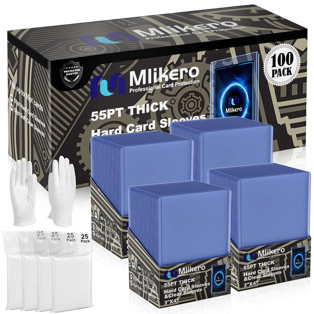 25 cargadores superiores de 55 puntos para tarjetas, cargadores superiores de 3 x 4 pulgadas de grosor con fundas suaves y gruesas para tarjetas de béisbol, baloncesto, fútbol