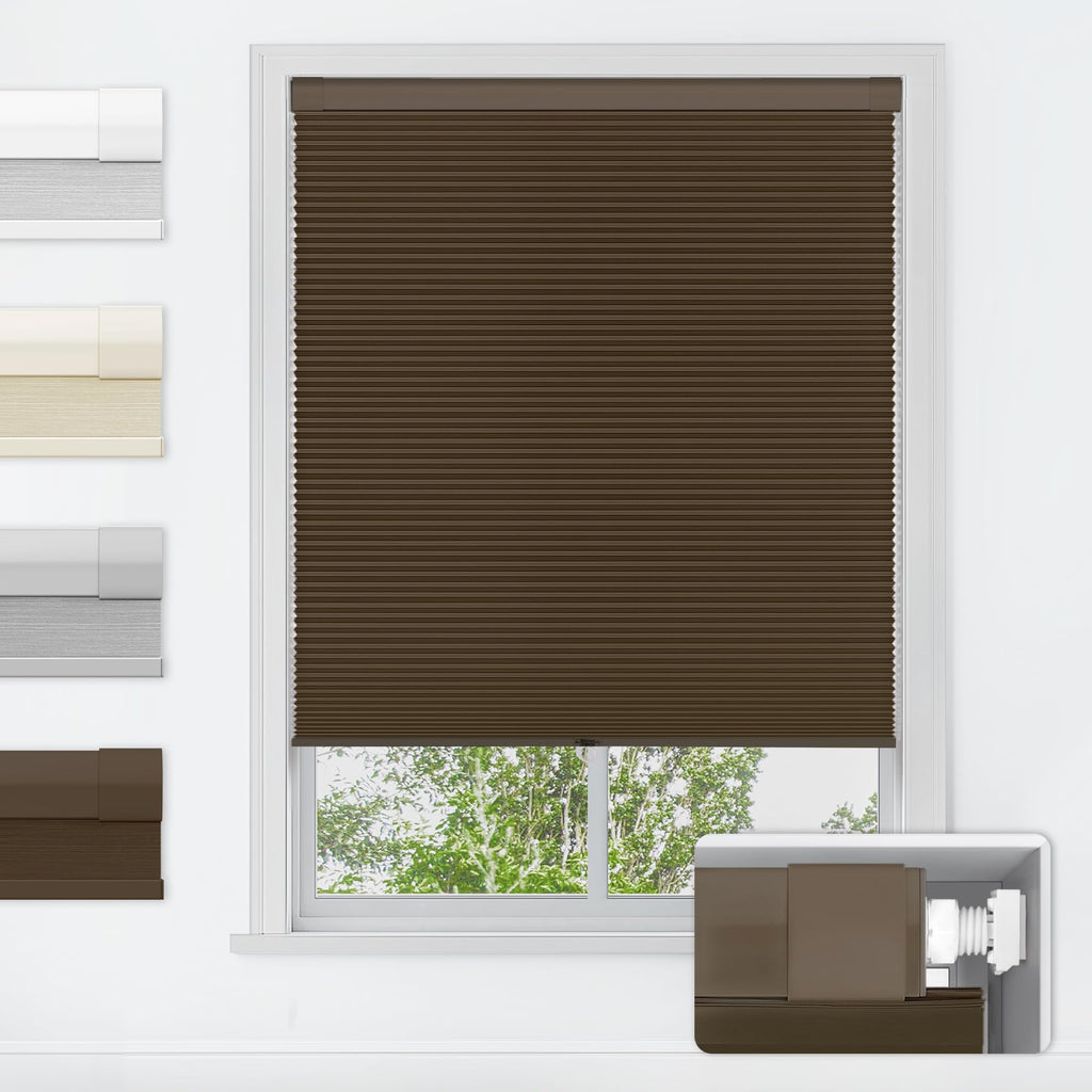 LazBlinds No Tools No Drill Cordless Cellular Shades, Blackout Light Blocking Honeycomb Shades for Home, Thermal Insulation Blinds for Windows, 20" W x 48" H, Beige