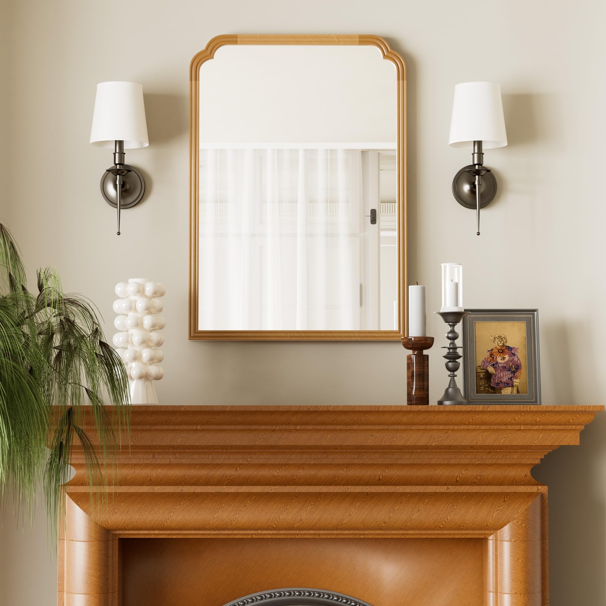 Ferytange 18X24 Inch Black Mirror for Wall with Metal Frame Rectangular Rounded Bathroom Vanity Mirror Anti-Rust, Hangs (Black 18" x 24")