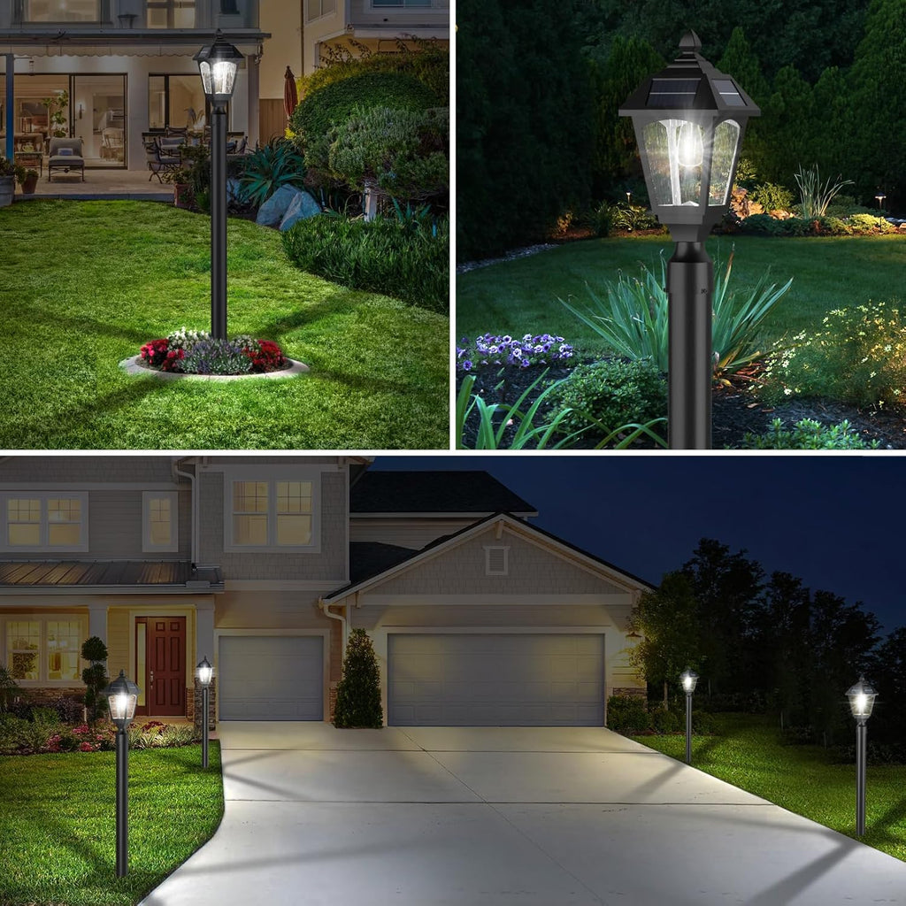 Benany Solar Post Lights Outdoor, Aluminium Solar Lamp Post Light with Pier Mount Base, Outside Decor for Yard Garden Pole Pillar, 100 Lumens (Cool White) ﻿