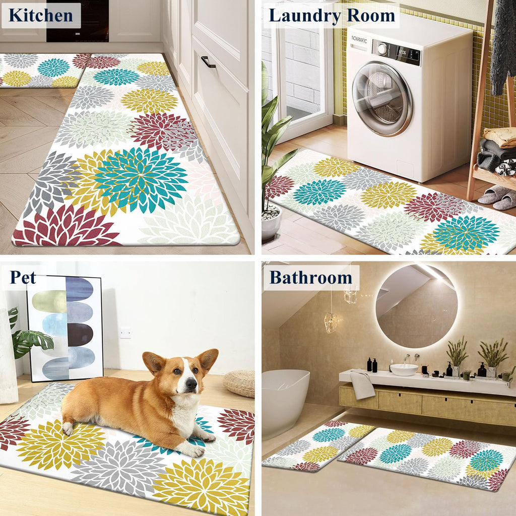 HEBE Anti Fatigue Kitchen Rugs Sets of 2, Non Slip Kitchen Mats for Floor, Waterproof Cushioned Comfort Standing Carpet for Kitchen Sink, Home Office, Laundry Room