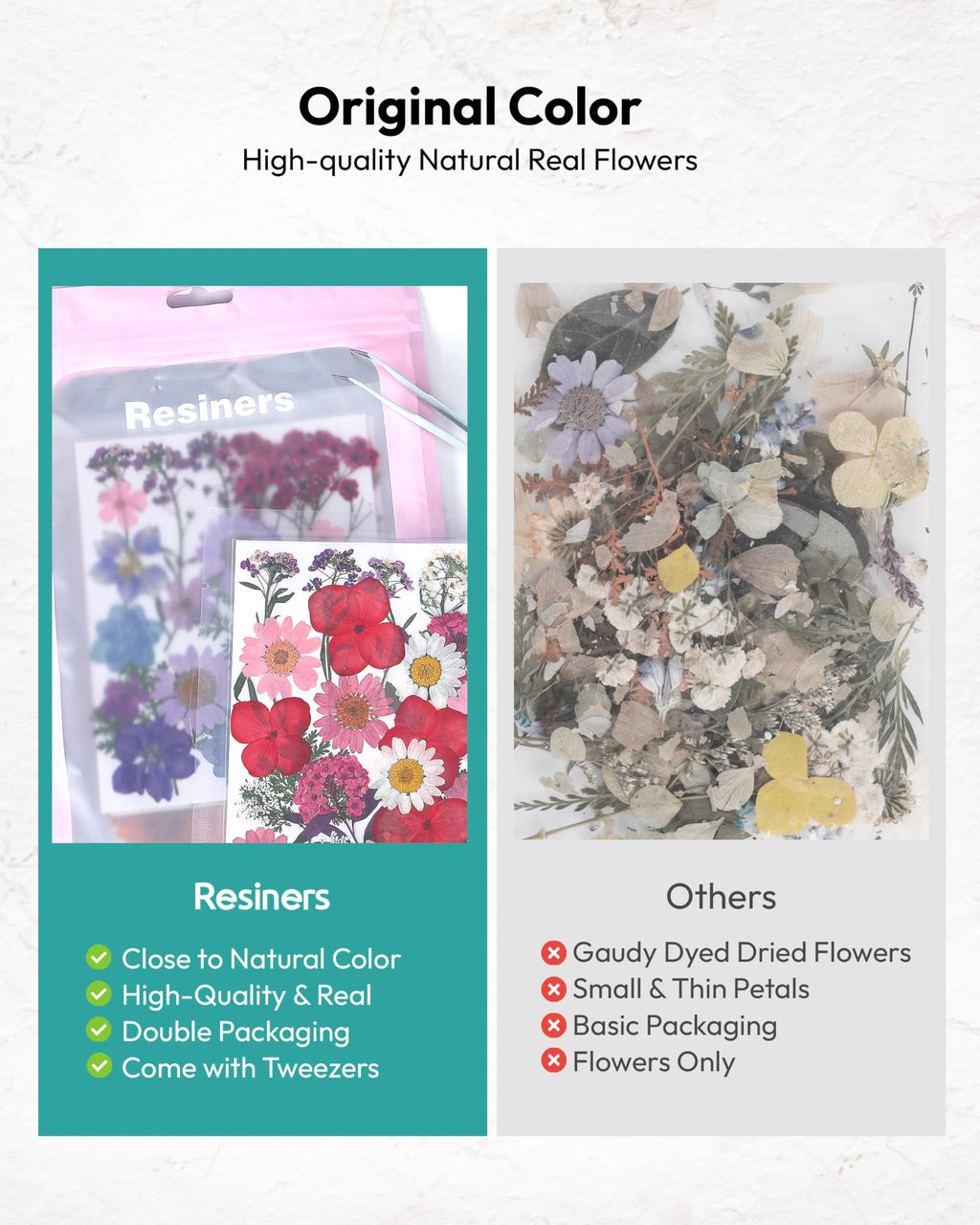 Dried Flowers, Resiners 58Pcs Pressed Flowers for Craft Pink Real Natural Dried Flowers Dry Leaves Kit for DIY Making Crafts Resin Soap Candle Scrapbook Supplies Card Making Jewelry