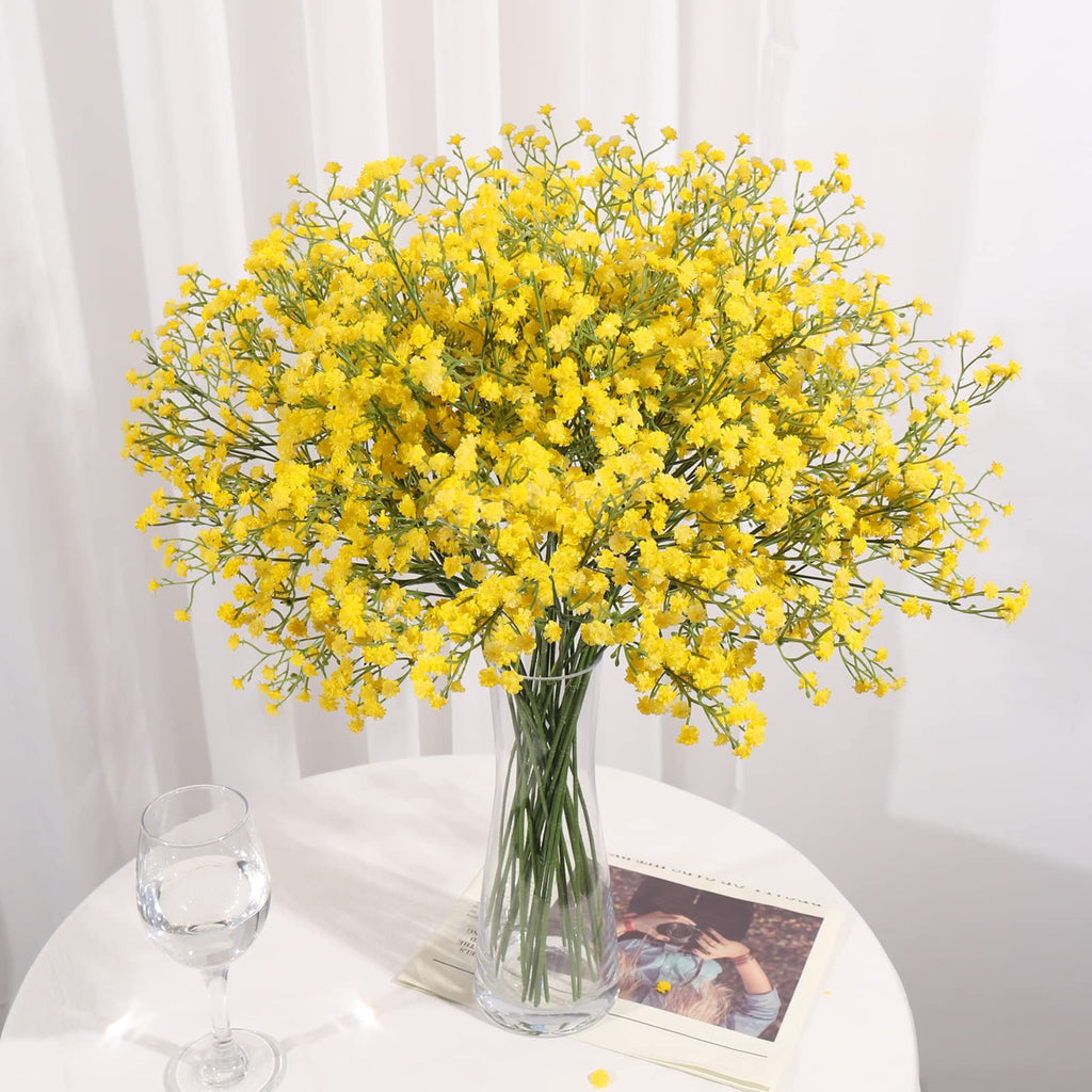 15 PCS Babys Breath Artificial Flowers Fake Babys Breath Flowers Artificial Bulk Blue Gypsophila Bouquets Real Touch Faux Flowers for Wedding Floral Arrangement Party Home Decoration