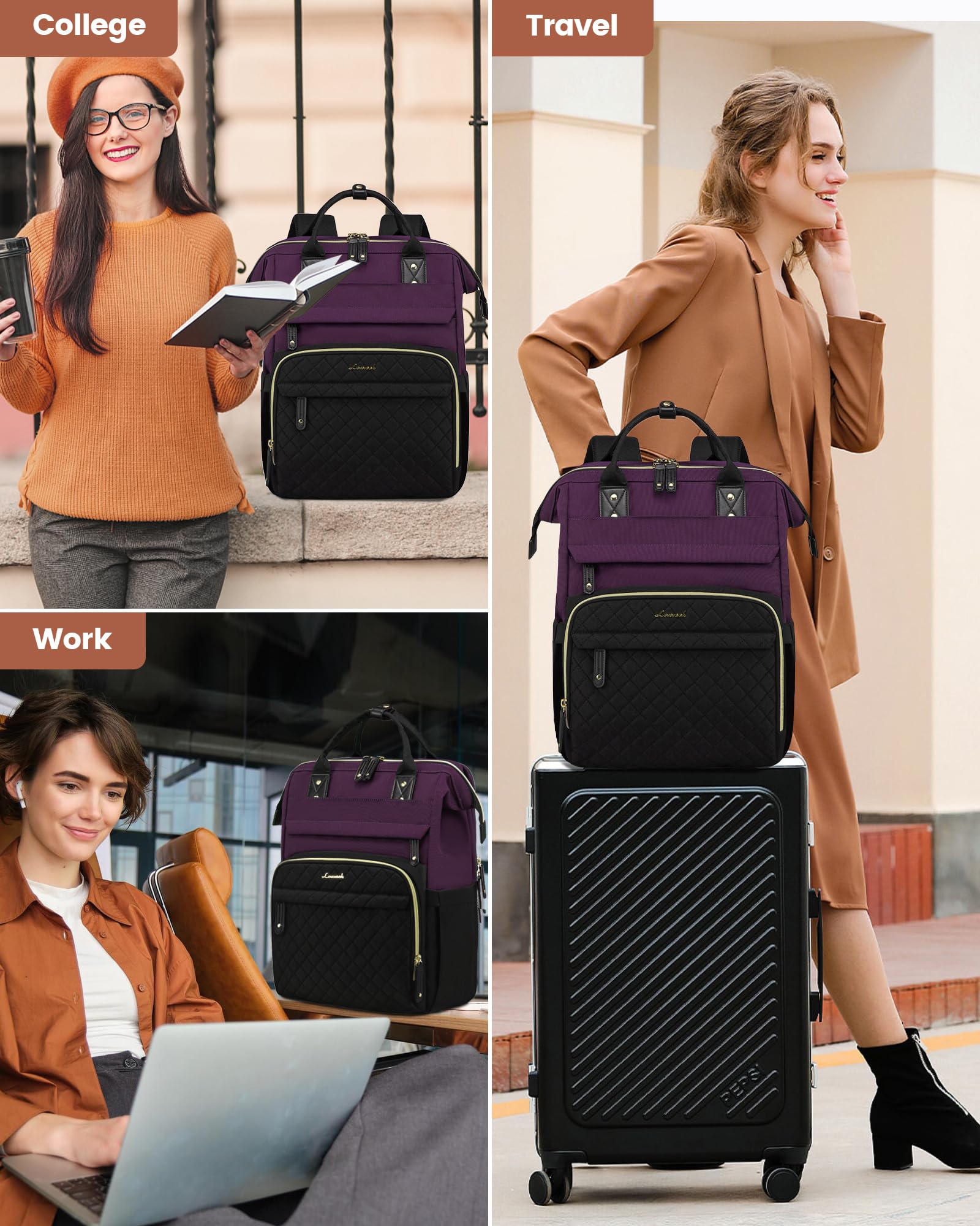 LOVEVOOK Laptop Backpack for Women, 15.6 inch Waterproof Nurse Bag Teacher Work Backpack Purse for Women, Travel Computer Backpack for College Office Business Ladies