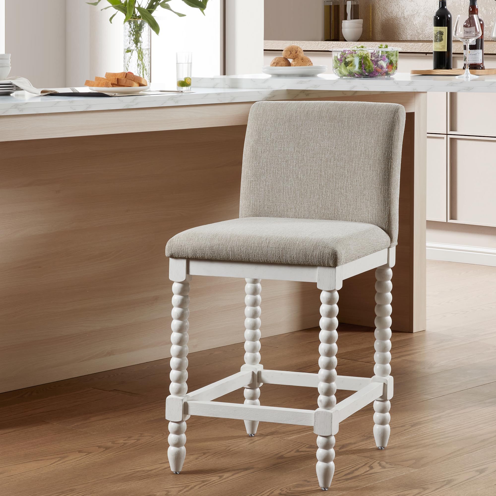 DUHOME Spindle Counter Stool with Padded Spring Seat,Wooden Bar Stools Farmhouse 26 Inch Counter Height Stools Chairs with Spindle Back for Kitchen Island