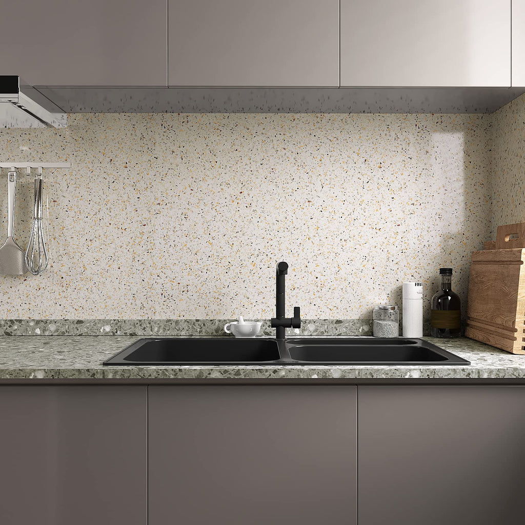 VEELIKE 15.7''x118'' Granite Contact Paper for Countertops Waterproof Self Adhesive Granite Wallpaper Peel and Stick Countertops for Kitchen Bathroom Counter Top Removable Decorative Vinyl Film