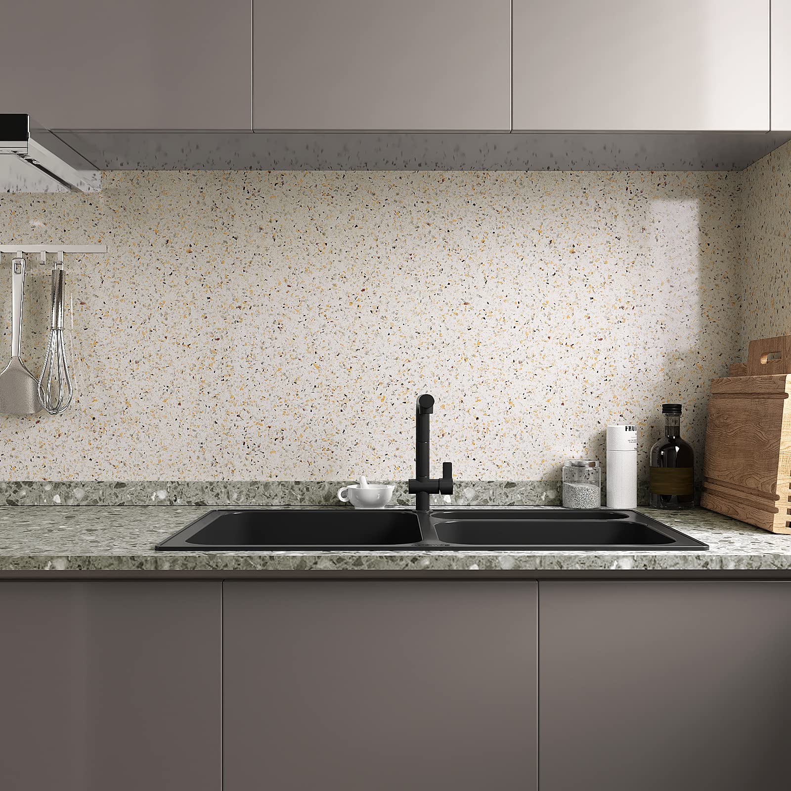 VEELIKE 15.7''x118'' Granite Contact Paper for Countertops Waterproof Self Adhesive Granite Wallpaper Peel and Stick Countertops for Kitchen Bathroom Counter Top Removable Decorative Vinyl Film
