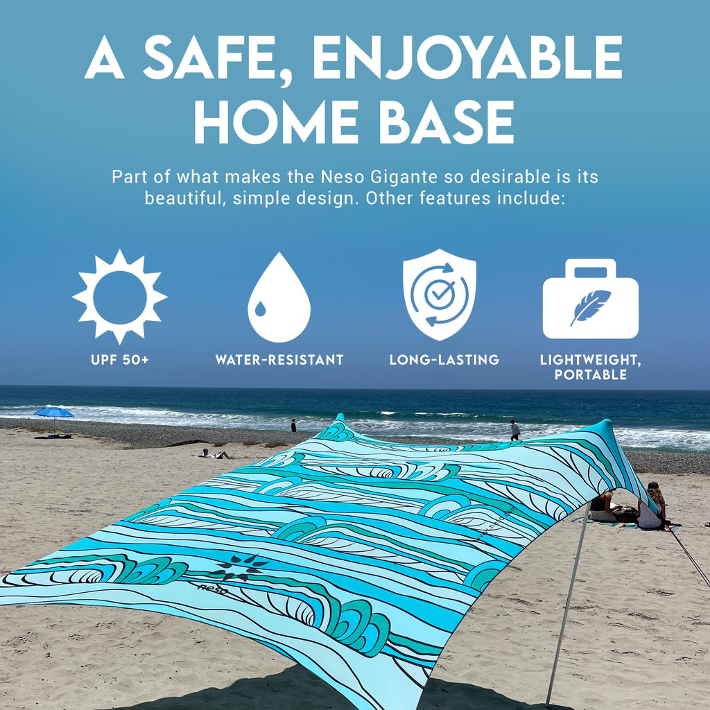 Neso Gigante Portable Beach Tent Sun Shelter - Lightweight Beach Shade Canopy - Easy Setup for Family Outings - Patented Reinforced Corners - UPF 50+ - 8ft Tall, 11 x 11ft - Save The Whales