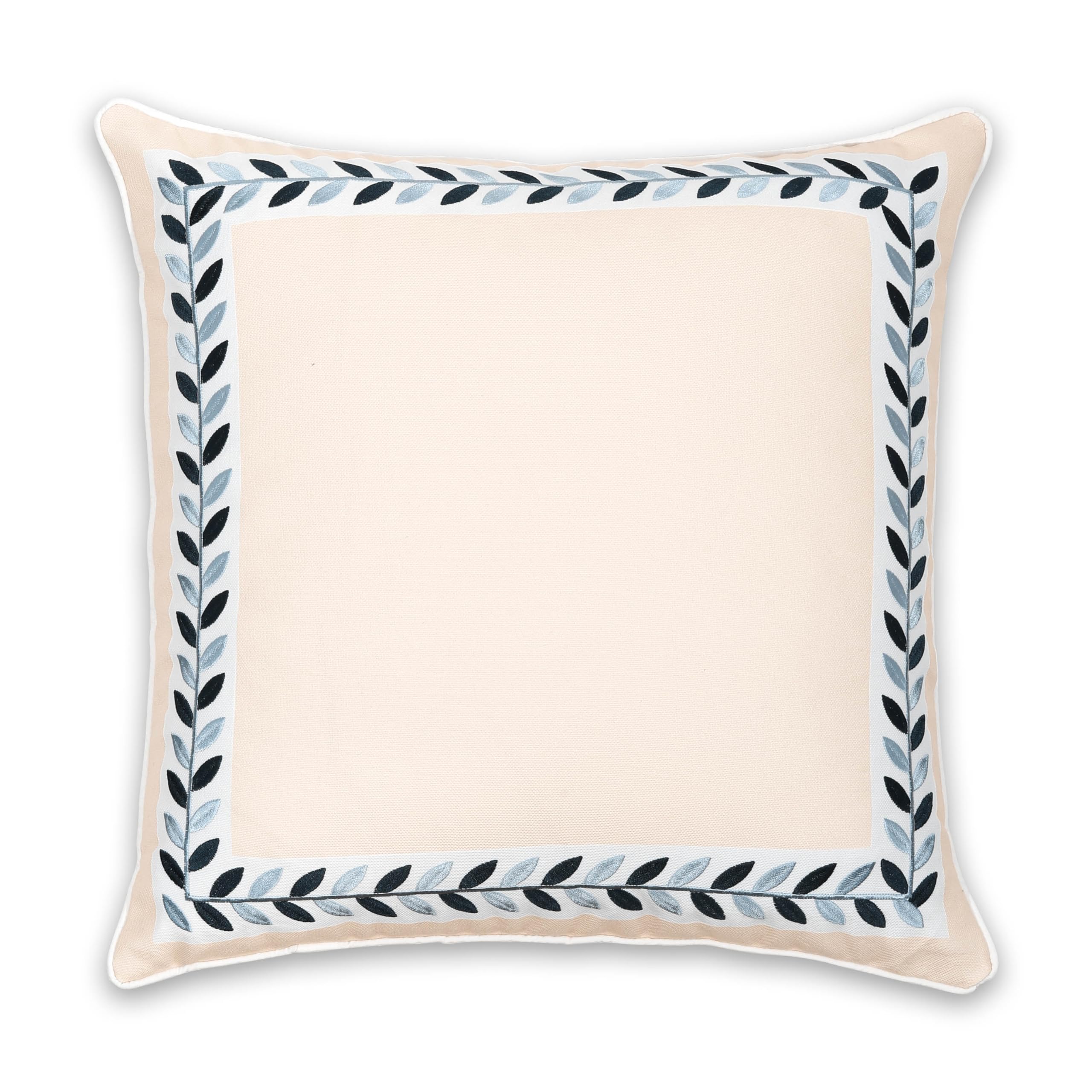 Hofdeco Premium Coastal Patio Indoor Outdoor Lumbar Pillow Cover Only, 12"x20" Water Repellent for Backyard, Couch, Baby Blue Green Floral with Piping