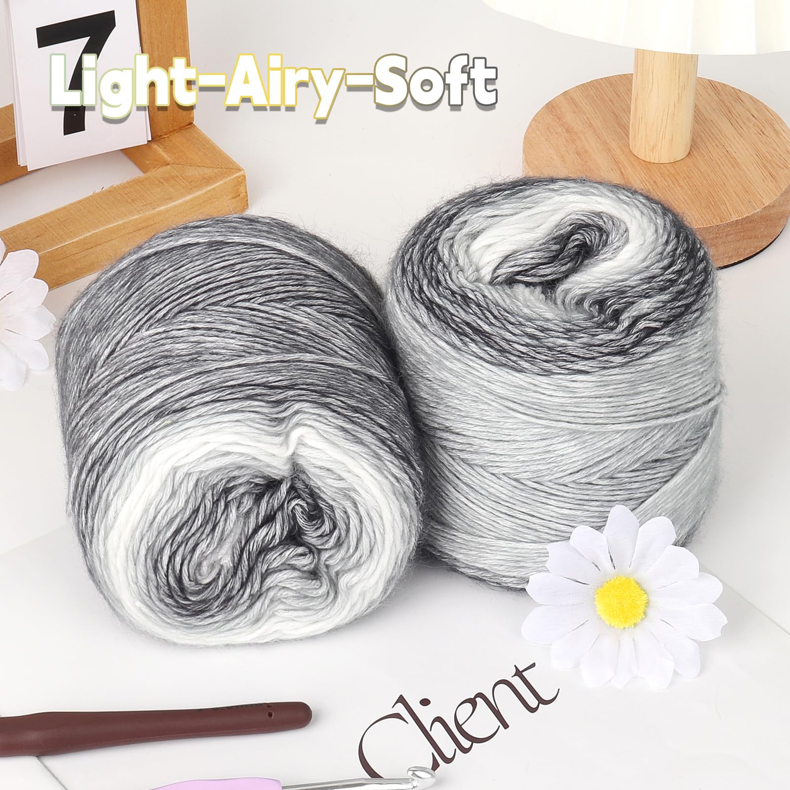 Katech Fairyland Yarn for Crocheting Knitting-Gradient Yarn Cake-4 Pack of 100g/3.52 oz-Soft DK Light Weight #3-60% Cotton 30% Acrylic 10% Wool-Perfect for Scarves, Shawls, Blankets and Garments(A)