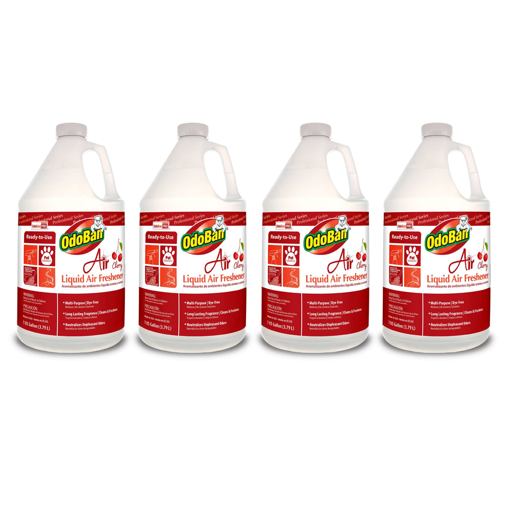 OdoBan Professional Series Ready-to-Use Air Cherry Liquid Air Freshener, Made in the USA, Cherry Scent, 2-Pack, 1 Gallon Each