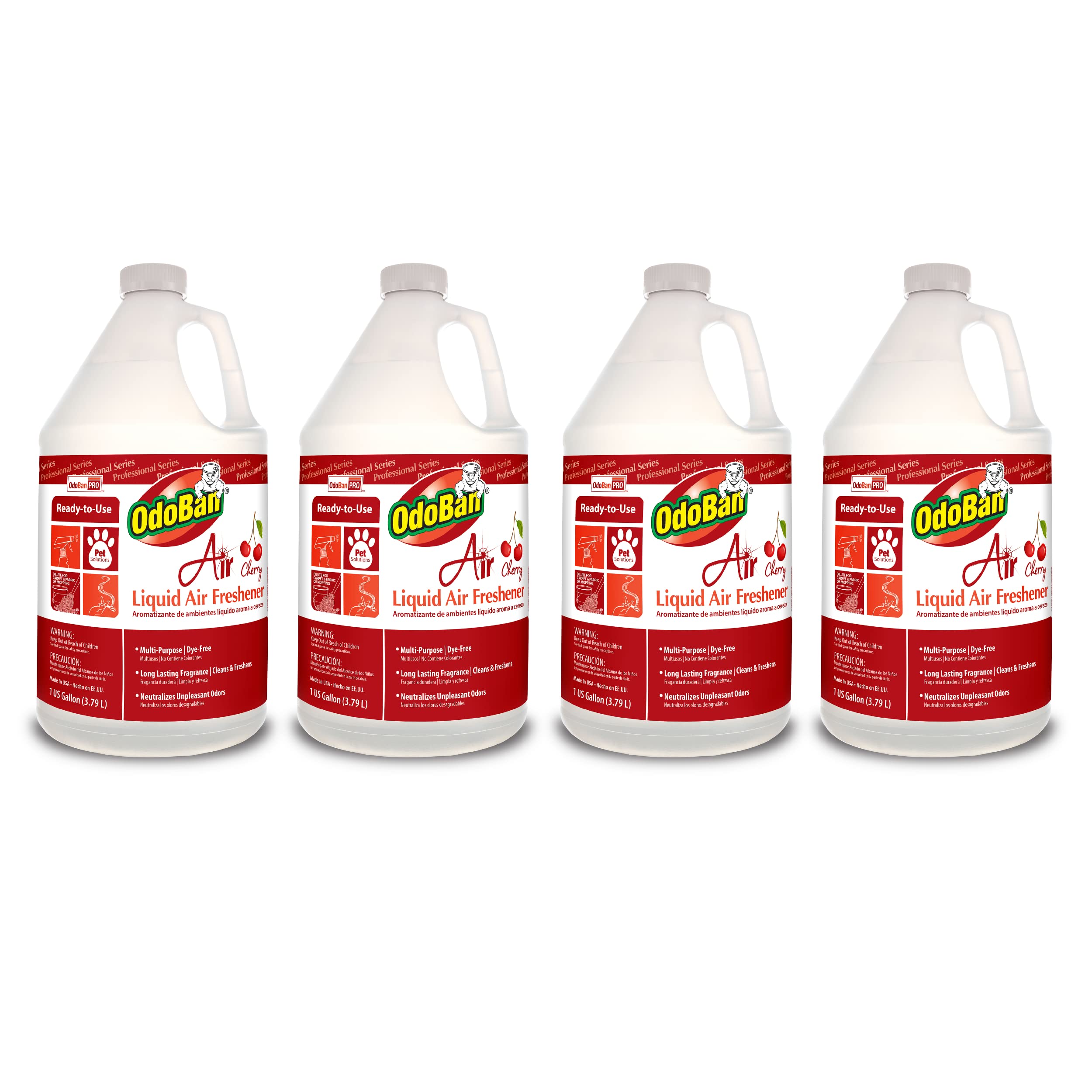 OdoBan Professional Series Ready-to-Use Air Cherry Liquid Air Freshener, Made in the USA, Cherry Scent, 2-Pack, 1 Gallon Each