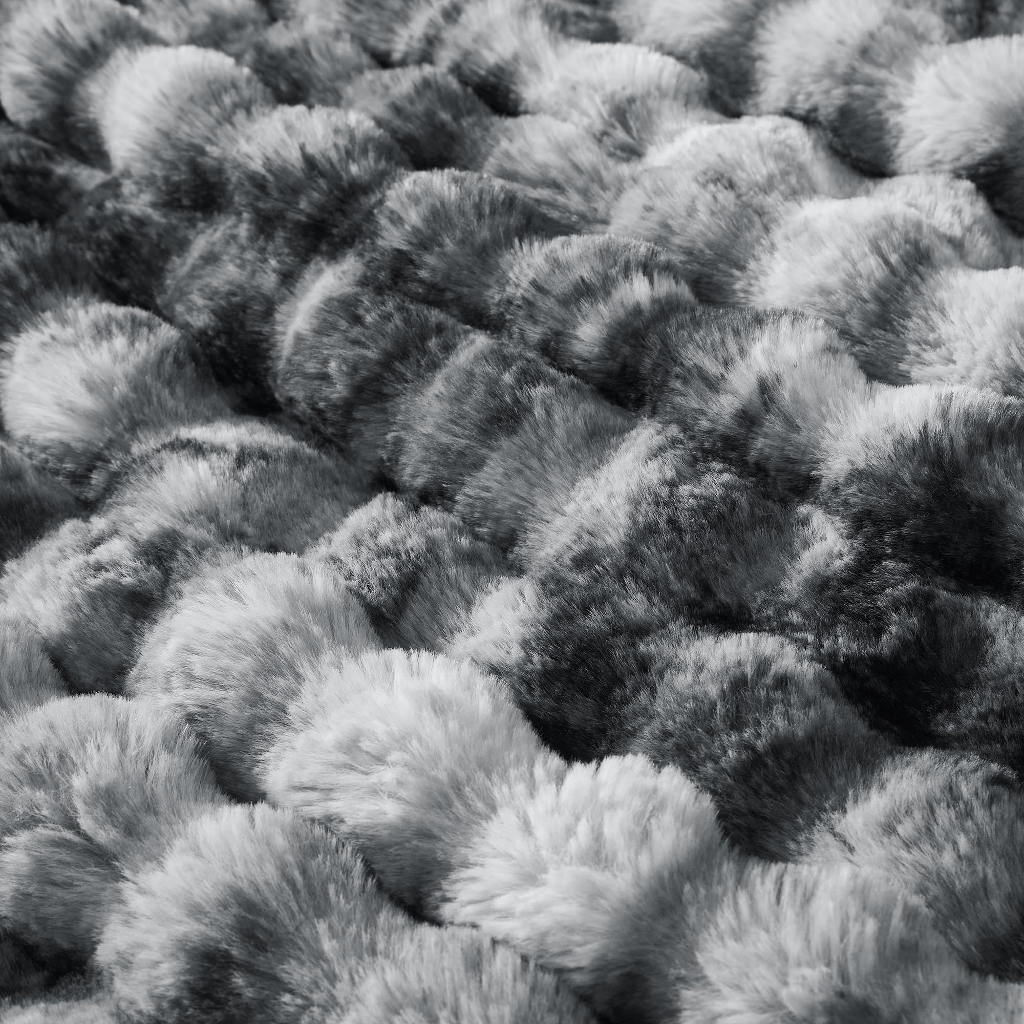 50x60 Inches Ultra-Soft Fuzzy Faux Fur Plush Throw Blanket - Thick, Warm Sherpa for Couch, Sofa, Bedroom, Camping - Decorative Blanket for Cozy Warmth, Bubble Grey