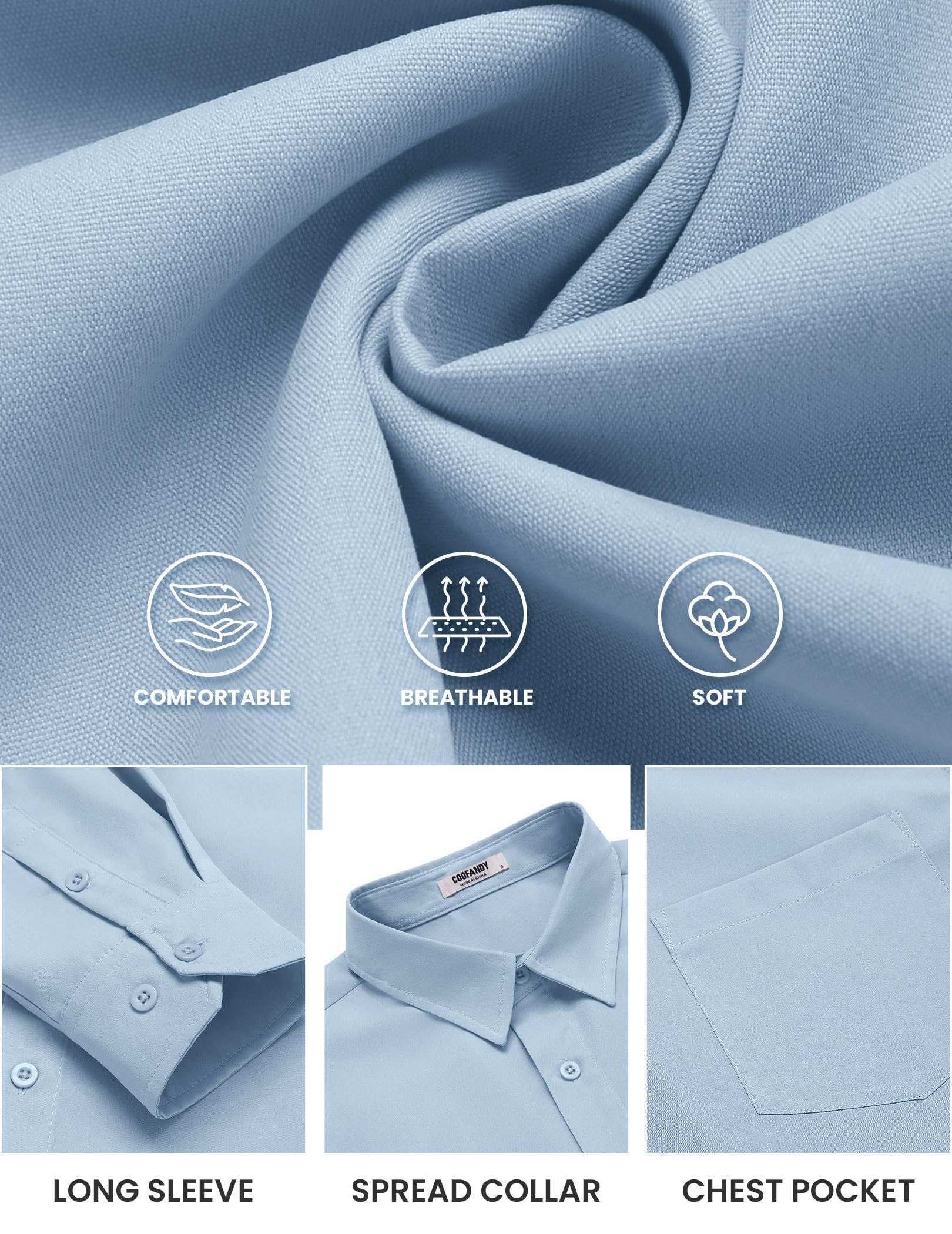 COOFANDY Mens Long Sleeve Button Down Shirts Casual Untucked Shirts for Men Dress Shirts Beach Wedding Shirts